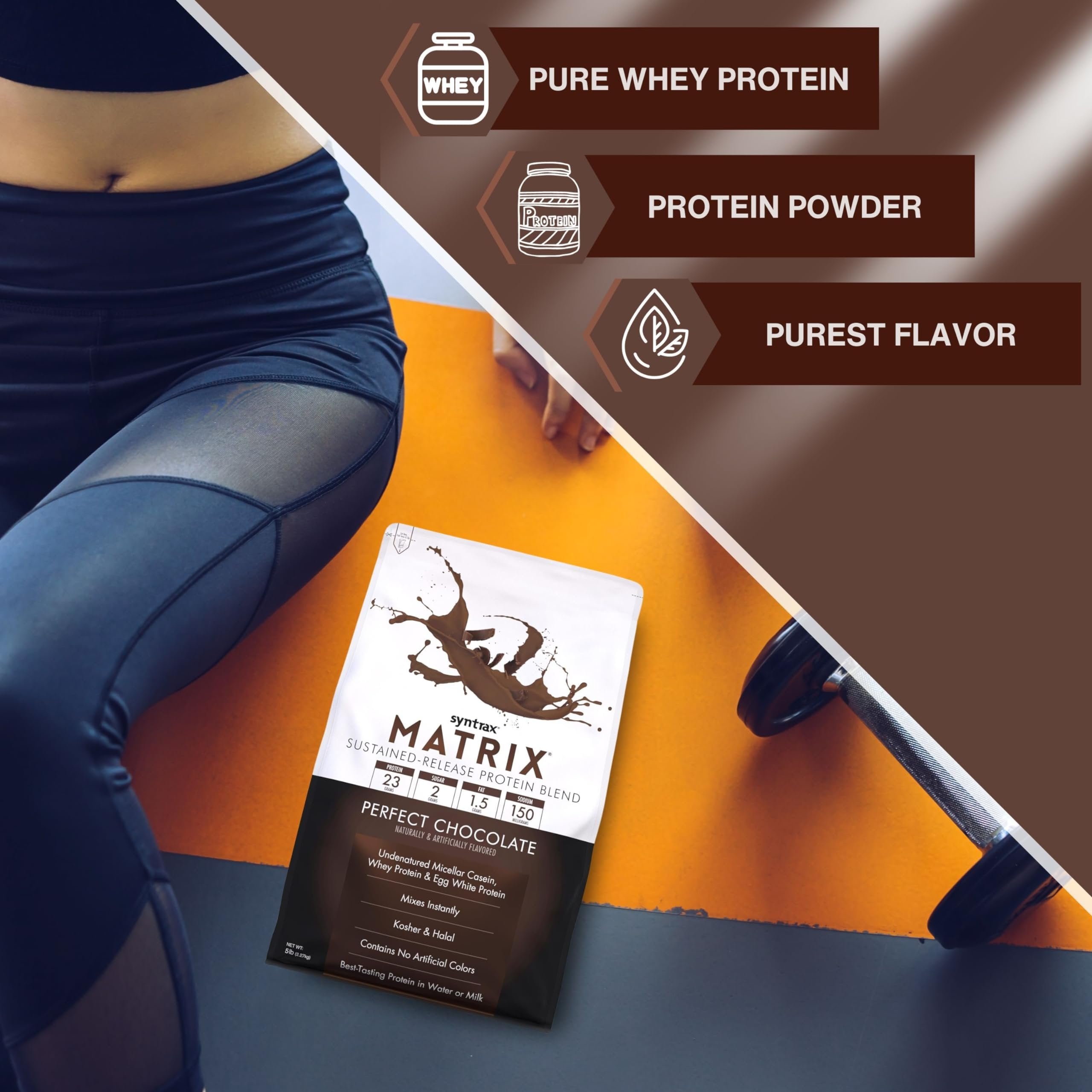 Syntrax Bundle: Matrix Perfect Chocolate Whey Casein Blend Protein Powder - Instant Mix High Protein Powder 5lb Kosher and Halal Whey Protein with Worldwide Nutrition Keychain