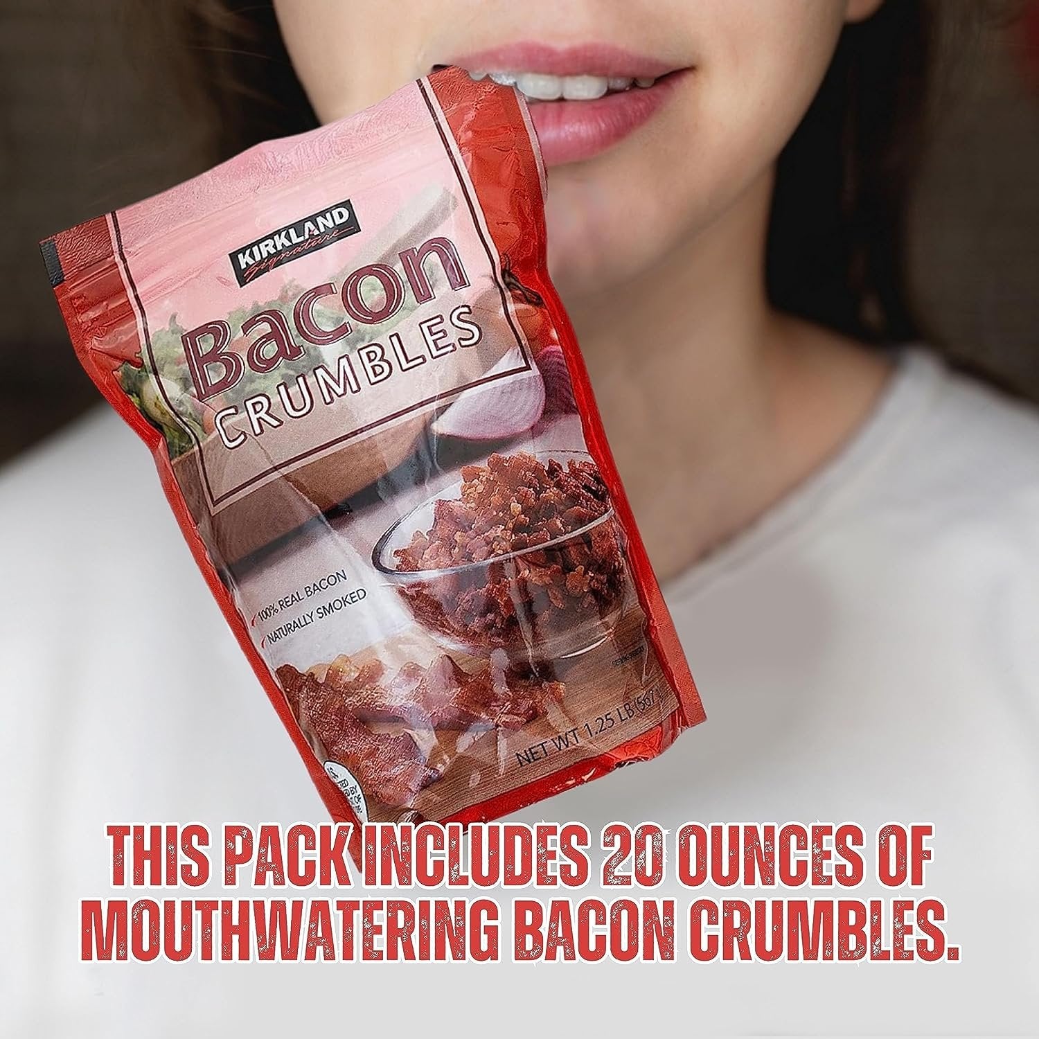 Kirkland Signature Crumbled Bacon Bits - Irresistibly Flavorful Cooked Bacon - Bacon Cooked Ready To Eat, Premium Quality 20oz with Bacon Bits Real for Culinary Creations - 2 Pack Bacon Bits For Salad