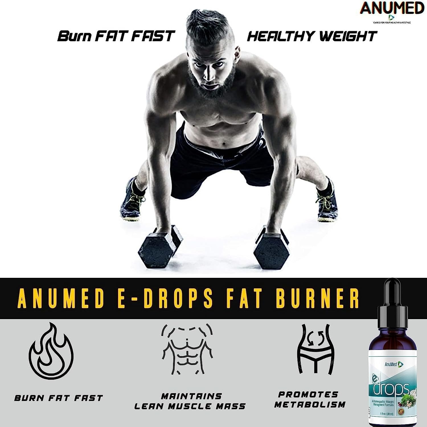 Worldwide Nutrition Anumed e-Drops - Metabolism, Control Hunger, Fast Transformation Healthy Weight Loss Drops - Natural Vegan, Keto Friendly for Women & Men (1oz) with Bonus Multi-Purpose Key Chain