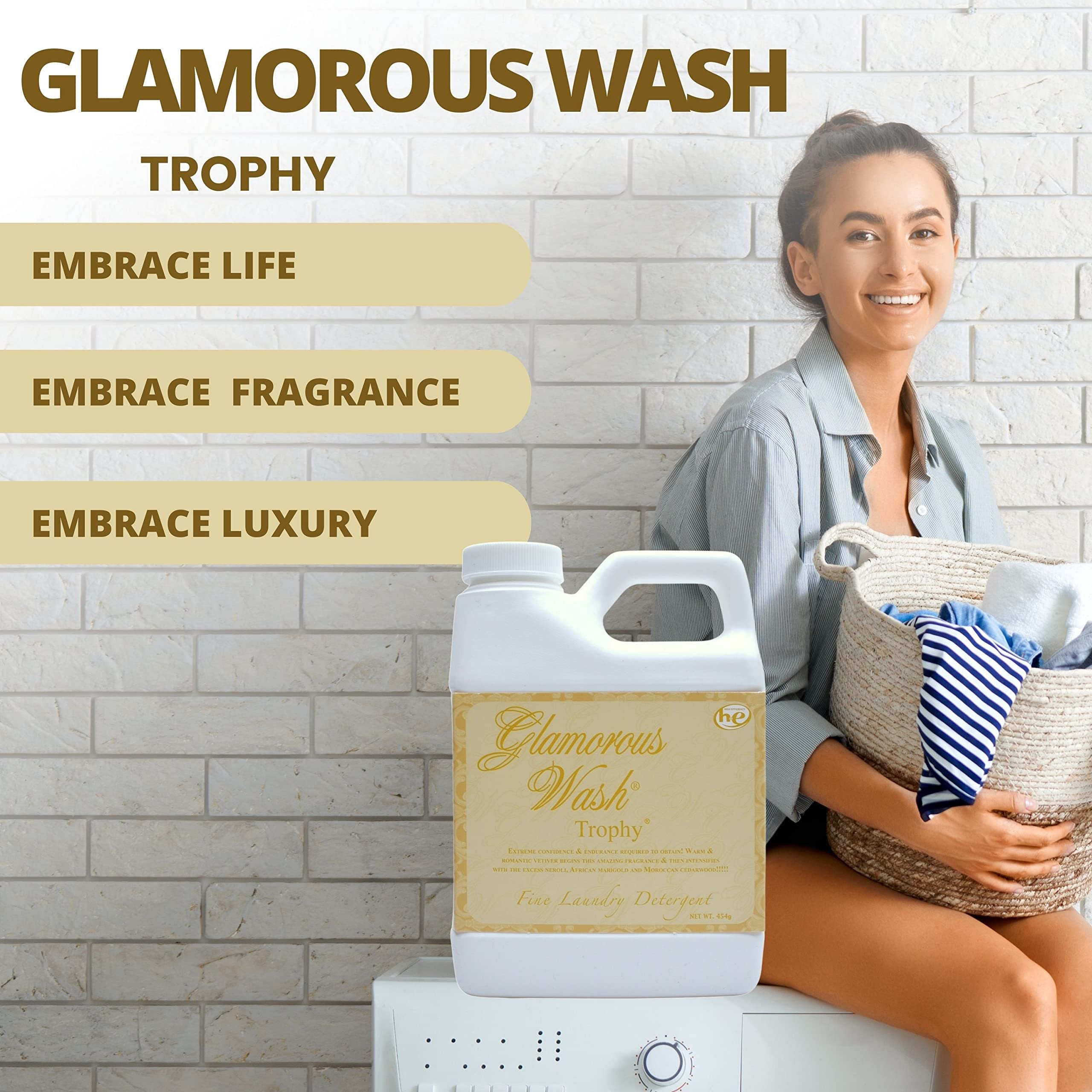 Tyler Candle Company Glamorous Wash Trophy Scent Fine Laundry Detergent - Luxury Liquid Laundry Detergent - Hand and Machine Washable - 16 oz, 454 gram with Bonus Multi Purpose Key Chain