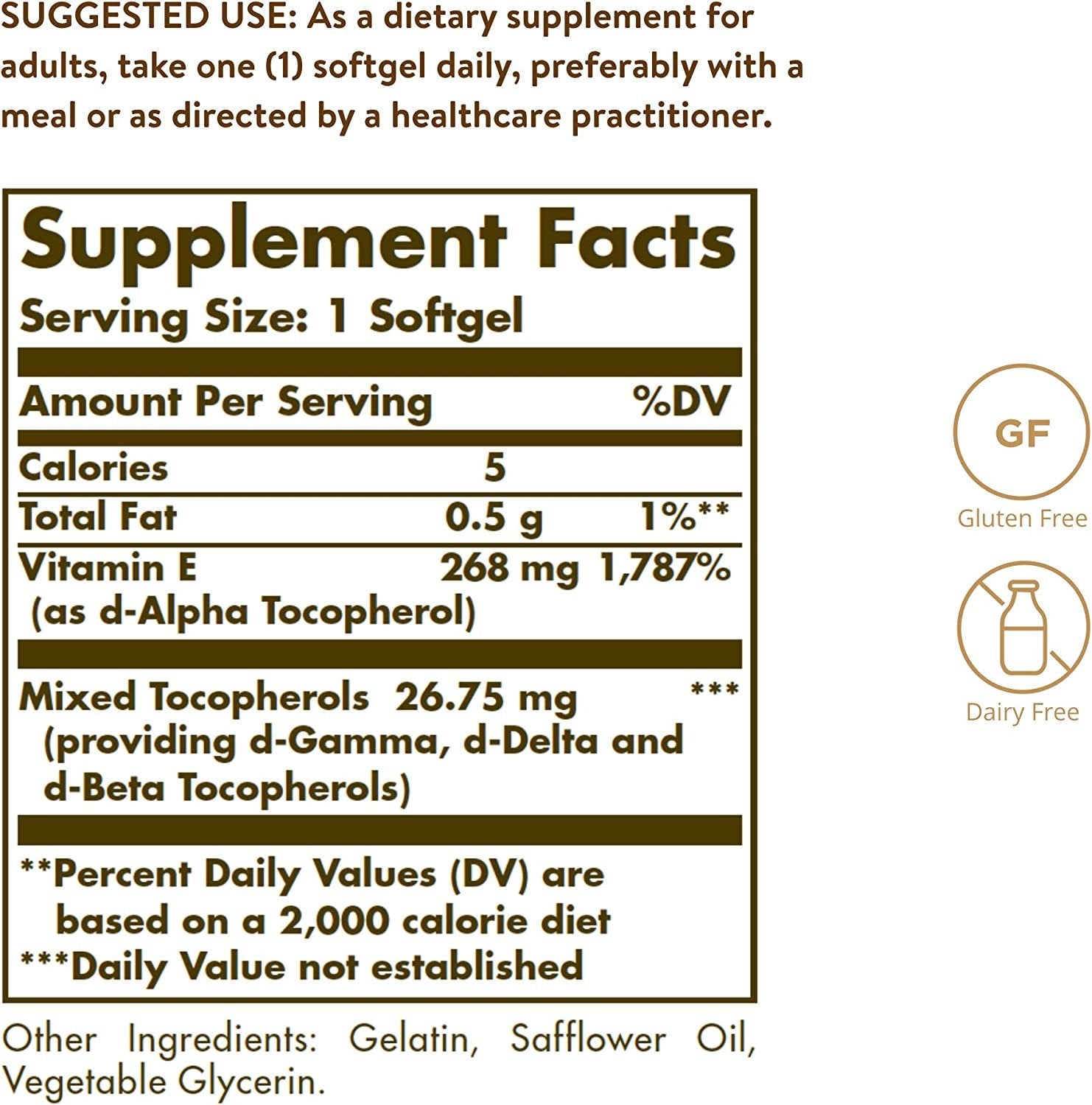Solgar Vitamin E 268 mg (400 IU), 250 Mixed Softgels - Natural Antioxidant, Skin & Immune System Support - Naturally-Sourced Vitamin E - Gluten Free, Dairy Free - 250 Servings