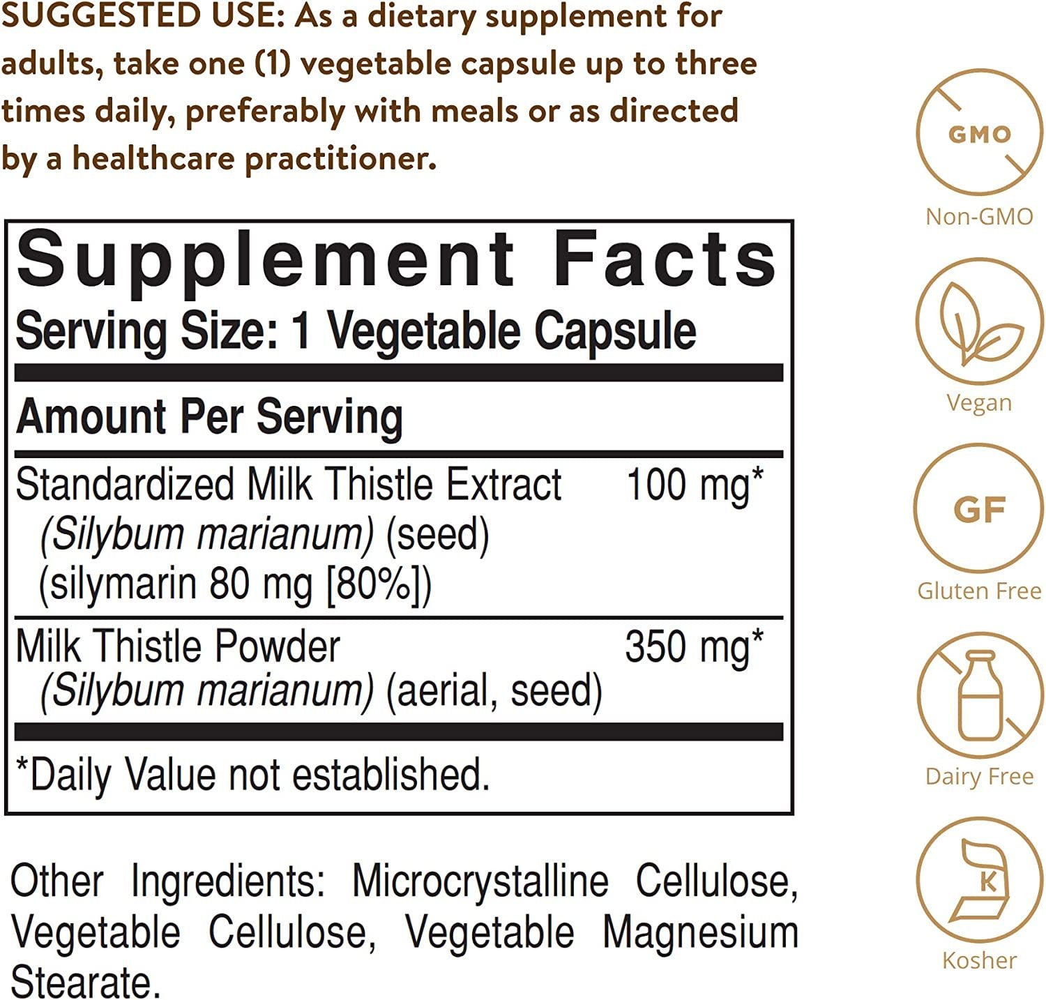 Solgar - Full Potency Milk Thistle, 250 Vegetable Capsules