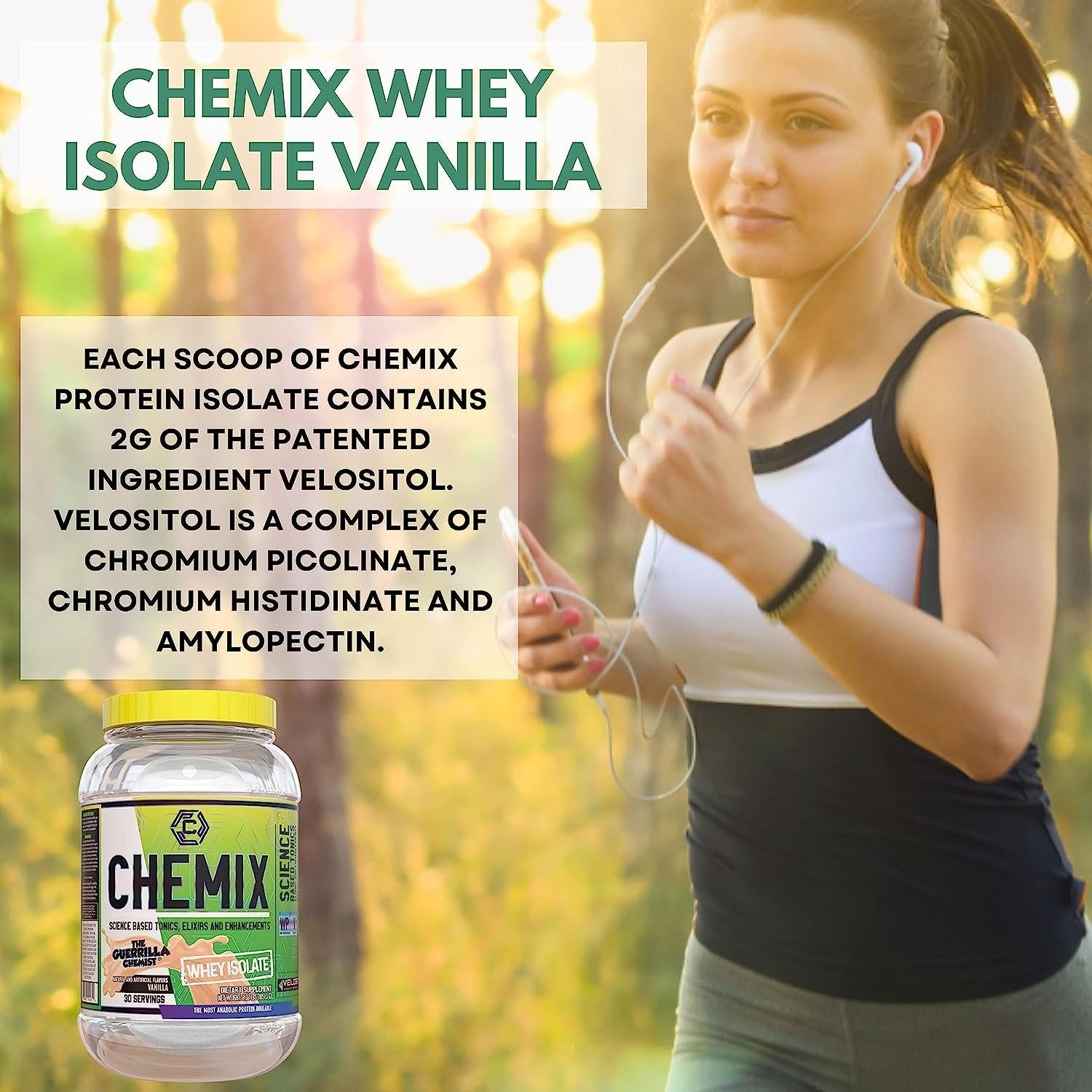 Chemix Whey Protein Isolate Vanilla Flavor - Science Based Tonic, Elixirs and Enhancements - Pure Whey Protein Powder - 1 Pack of 2.32Lbs with Multi-Purpose Keychain