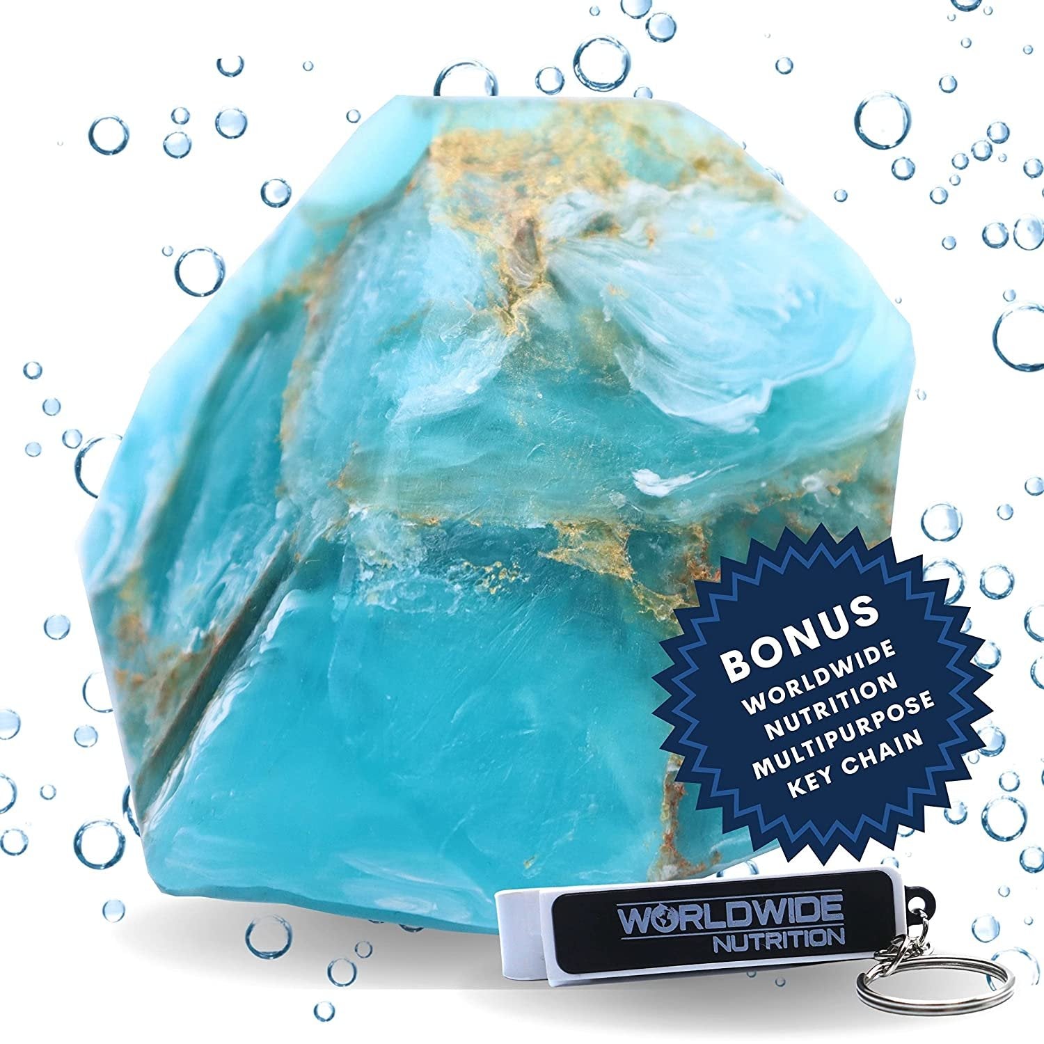 TS Pink Blue Agate SoapRocks - Bar Soap for Bath, Body, Face & Hand soap - Bathroom Decor & Bubble Bath Home Essentials - Bathroom Soap Gifts for Women & Men Gift Set - 6oz Bar with Bonus Key Chain