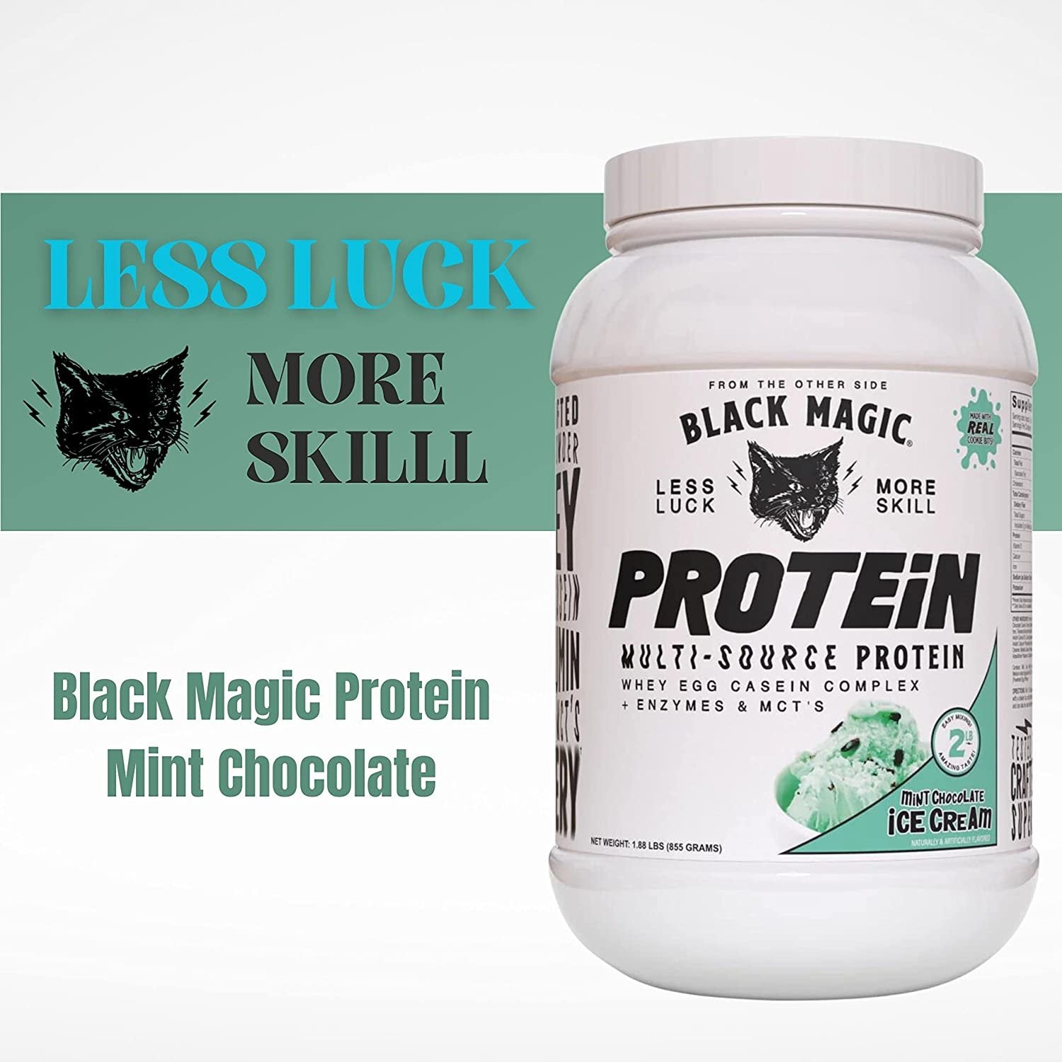 Black Magic Multi-Source Protein - Whey, Egg, and Casein Complex with Enzymes & MCT Powder - Pre Workout and Post Workout - Honey Grahms Protein Powder - 24g Protein - 2 LB with Bonus Key Chain