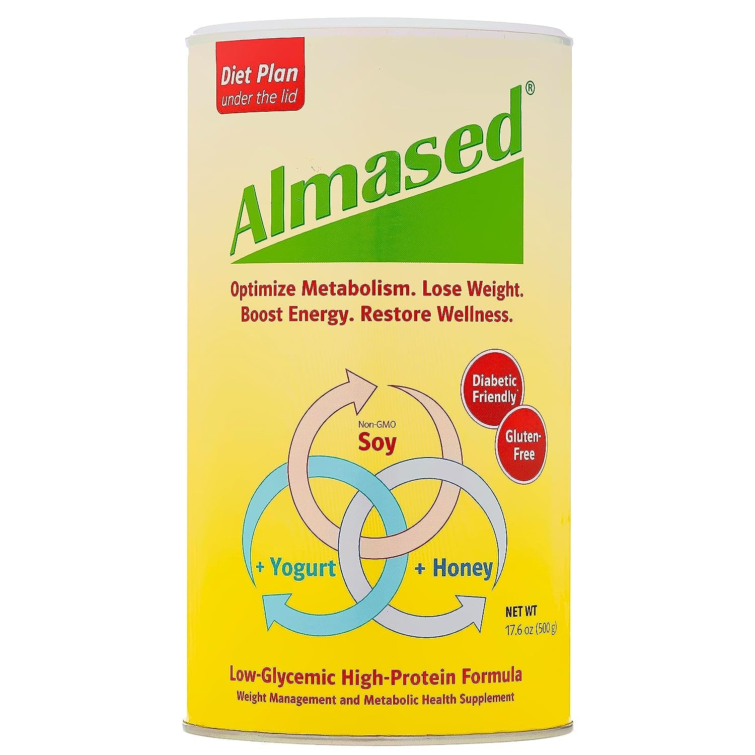 4 Packs Original Almased Meal Replacement Shake - Low-Glycemic High Plant Base Protein Powder- Nutritional Weight Health Support Supplement