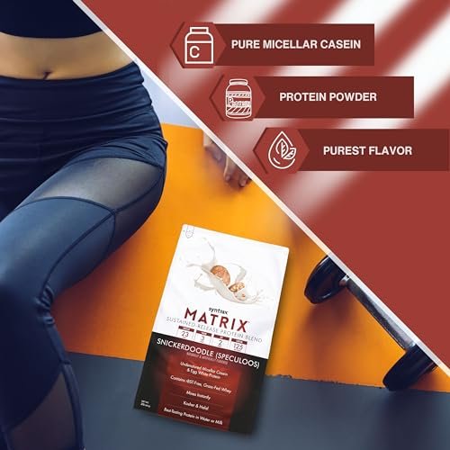 Syntrax Bundle, 2 Items Matrix Protein Powder Sustained-Release Casein Protein and Whey Protein Powder - Instant Mix Snickerdoodle Protein Powder Flavor, 2lbs with Worldwide Nutrition Keychain