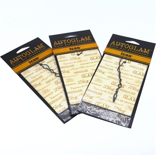 Tyler Candle Company AutoGlam Icon Scented Car Air Fresheners - Luxurious Sandalwood Scented Hanging Sandalwood Air Freshener for Fresh Car Scent and Car Decor - Pack of 3