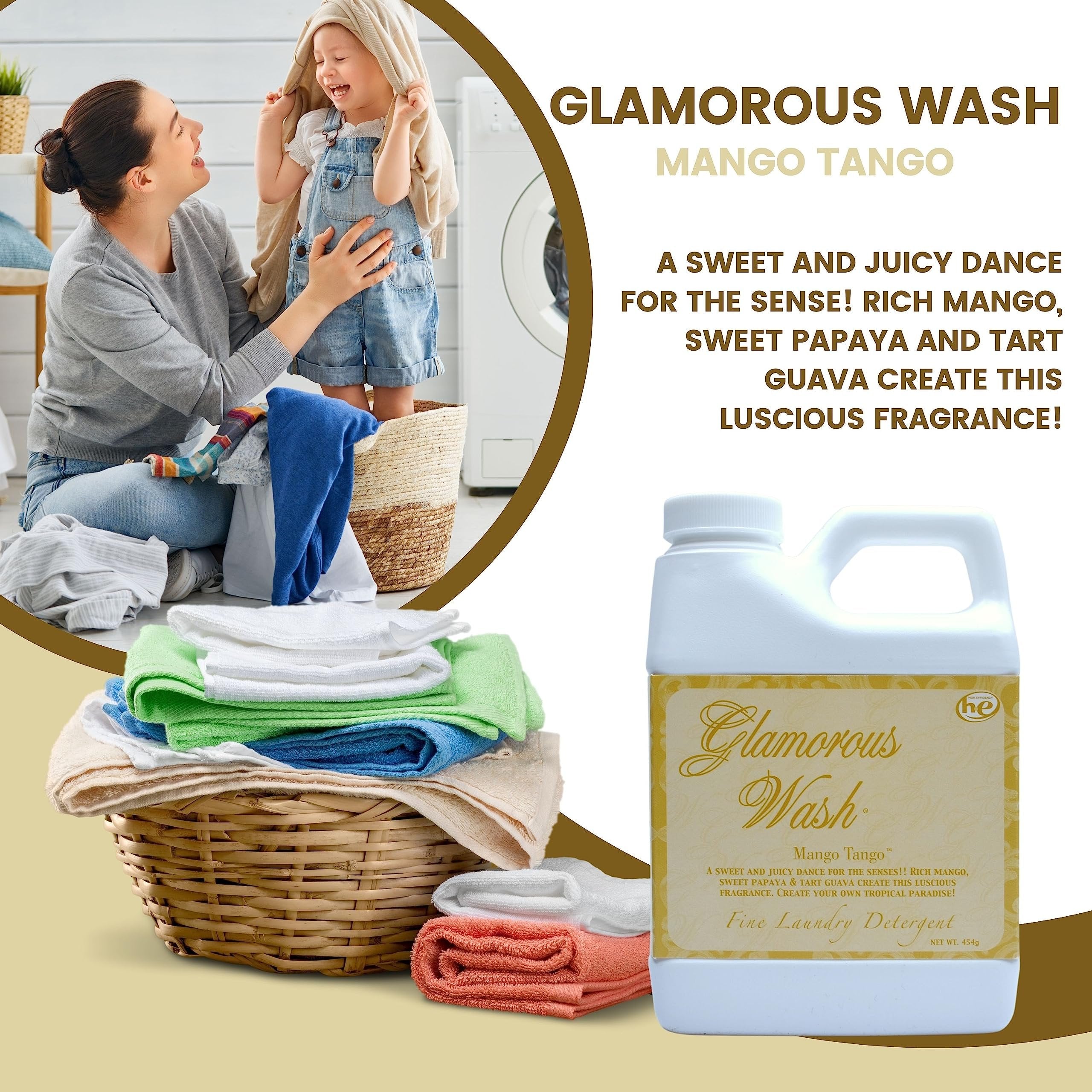 Tyler Candle Company Glamorous Wash Mango Tango Laundry Detergent - Luxury Liquid Laundry Detergent - Hand and Machine Washable - 3.78L (1Gal) with Bonus Worldwide Nutrition Multi Purpose Key Chain