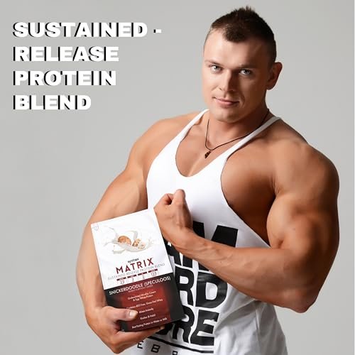 Syntrax Matrix Protein Powder Sustained-Release Casein Protein and Whey Protein Powder - Instant Mix Snickerdoodle Protein Powder Flavor, 2lbs - Pack of 1 with Keychain