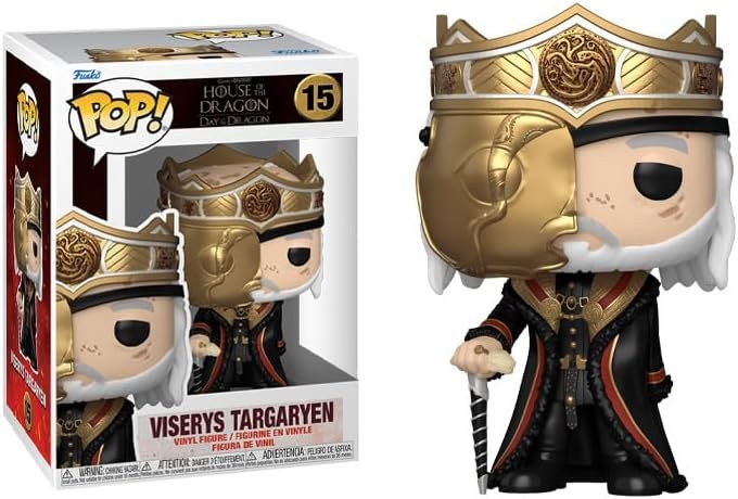 POP House of Dragon - Masked Viserys Targaryen Funko Vinyl Figure (Bundled with Compatible Box Protector Case), Multicolored, 3.75 inches