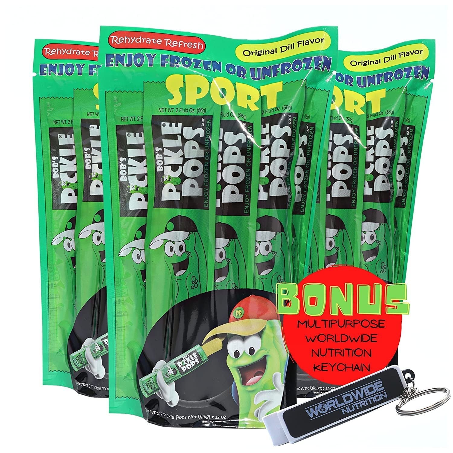 Bob's Pickle Pops Sport - Original Dill - For Hydration and Cramp Relief - Pickle Juice Popsicle Sticks