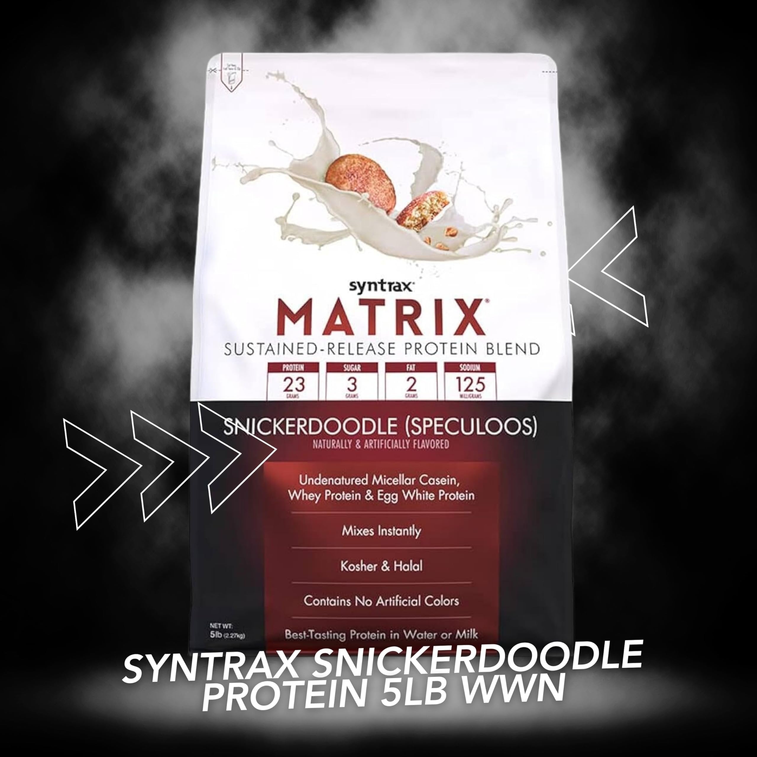 Syntrax Bundle, 2 Items Matrix Protein Powder Sustained-Release Casein Protein and Whey Protein Powder - Instant Mix Snickerdoodle Protein Powder Flavor, 5lbs with Worldwide Nutrition Keychain