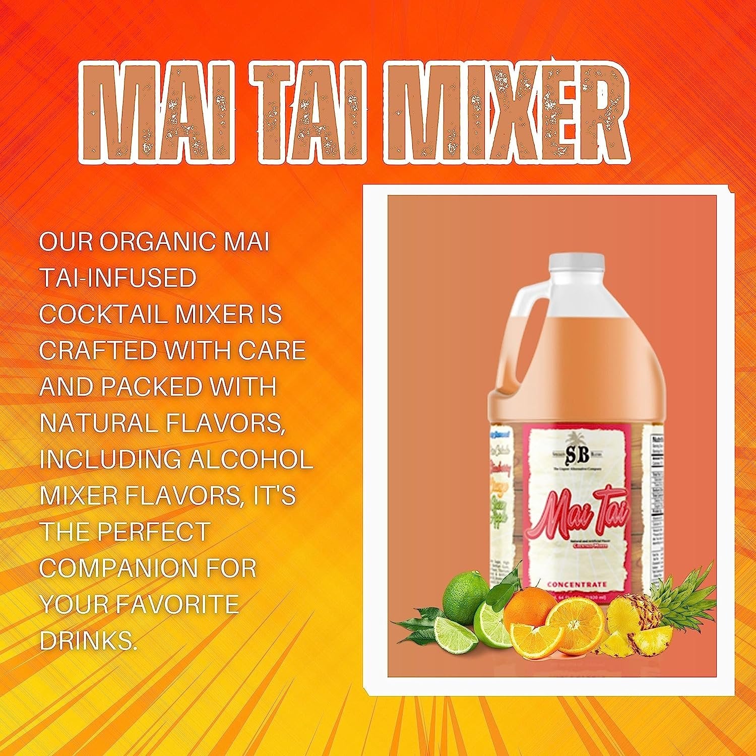 Specialty Blends Mai Tai Flavored Syrup Cocktail Mixer Concentrate, Made with Organic Mai Tai Flavor Syrups For Drinks, 1/2 Gallon (Pack of 1) - with Bonus Worldwide Nutrition Multi Purpose Key Chain