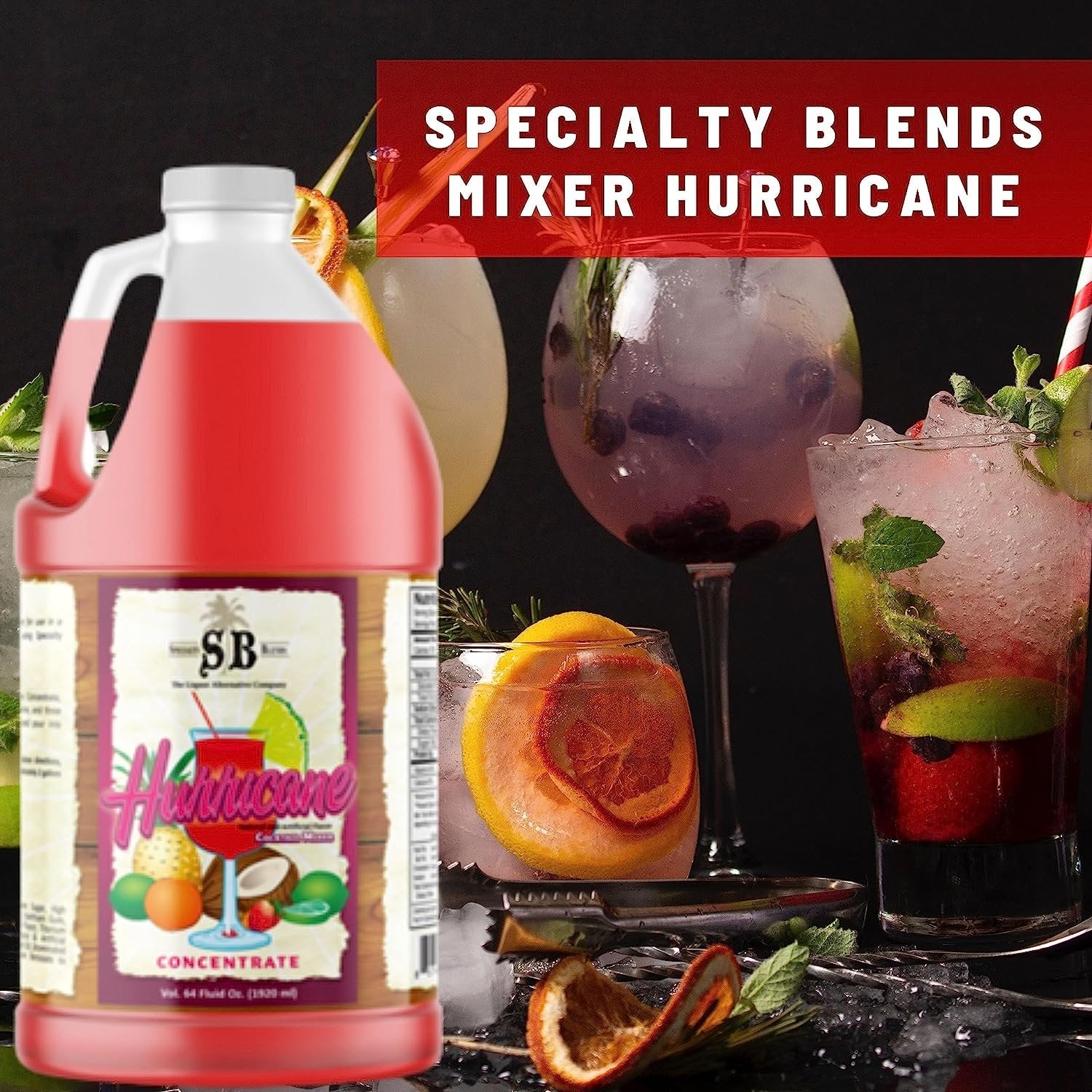 Specialty Blends Hurricane Flavored Syrup Cocktail Mixer Concentrate, Made with Hurricane Flavor Syrups For Drinks, 1/2 Gallon (Pack of 1) - with Bonus Worldwide Nutrition Multi Purpose Key Chain