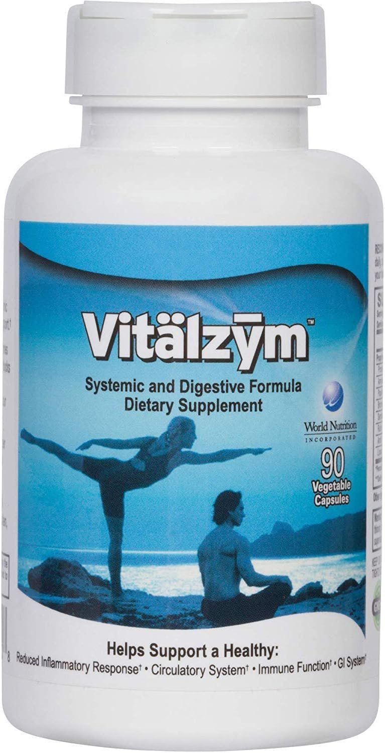 VITÄLZYM Original Proteolytic Systemic Digestive Enzyme Formula Serrapeptase Source | Immune and Joint Support Increase Blood Flow Cardio Function | Healthy Men Women (450 Capsules)