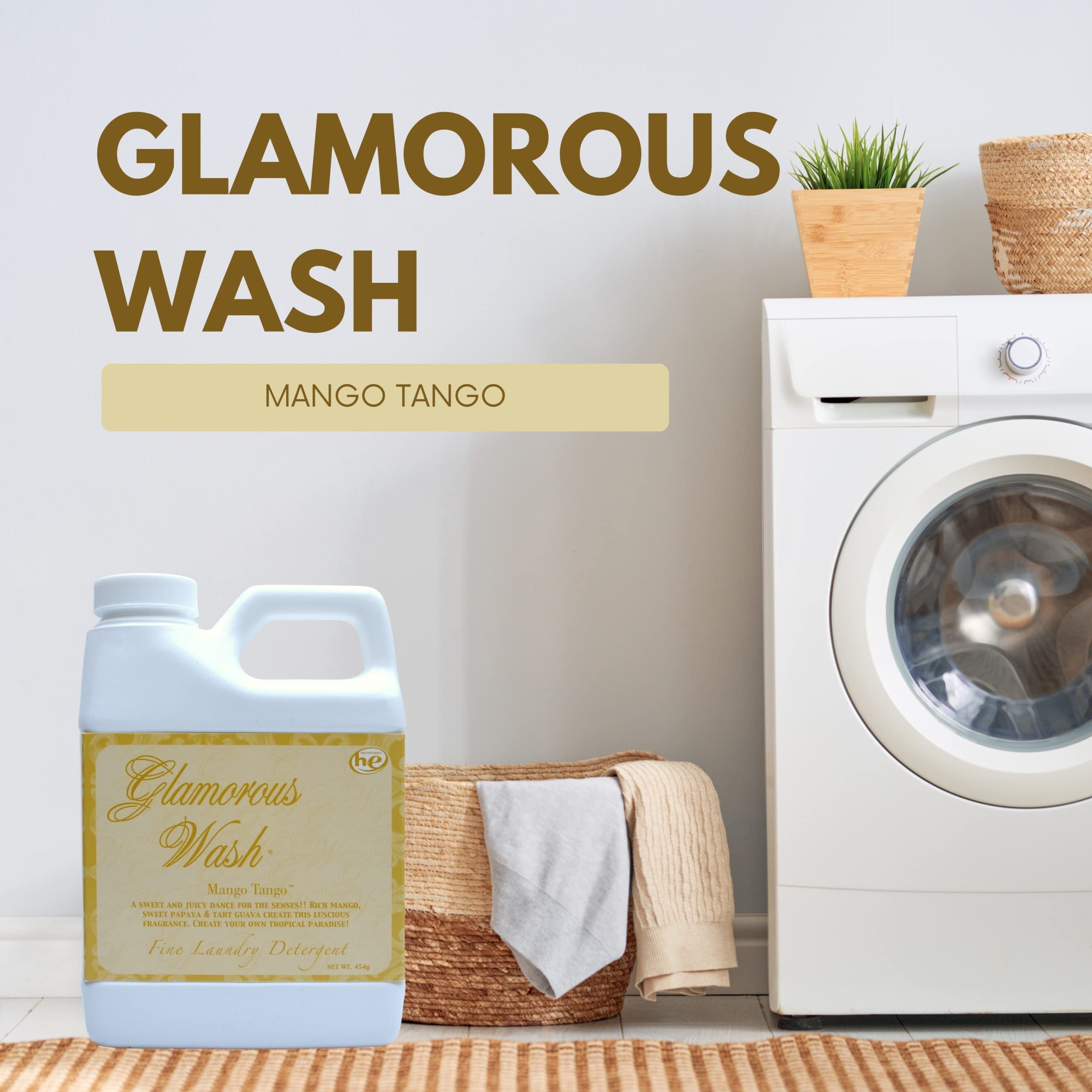 Tyler Candle Company Glamorous Wash Mango Tango Scent Fine Laundry Detergent - Luxury Liquid Laundry Detergent - Hand and Machine Washable - 16 oz, 454 gram with Bonus Multi Purpose Key Chain