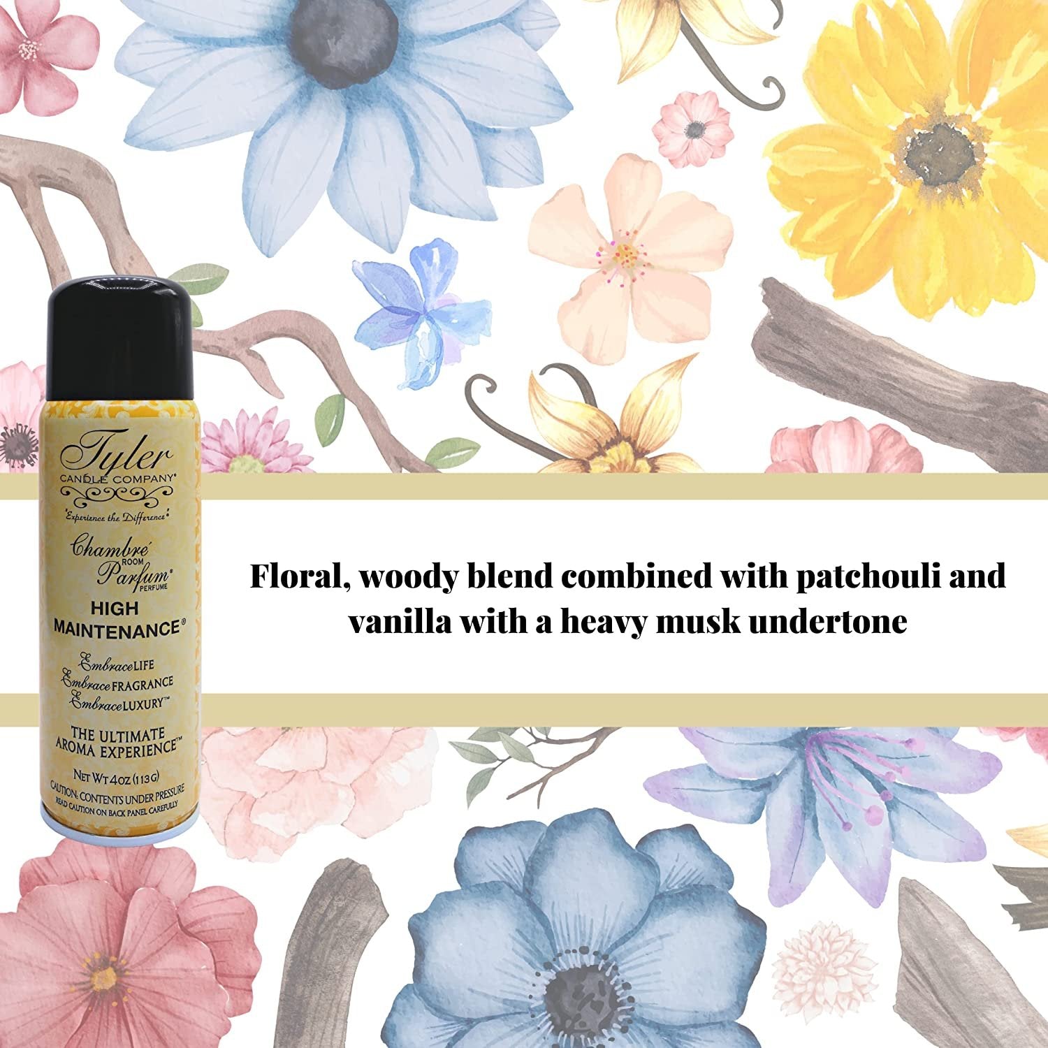 Tyler Candle Company High Maintenance Signature Fragrance Chambre Parfum - Luxury High Maintenance Scent Air Freshener / Fragrant Room Air Spray - 4 Oz Container - The Ultimate Aromatic Experience