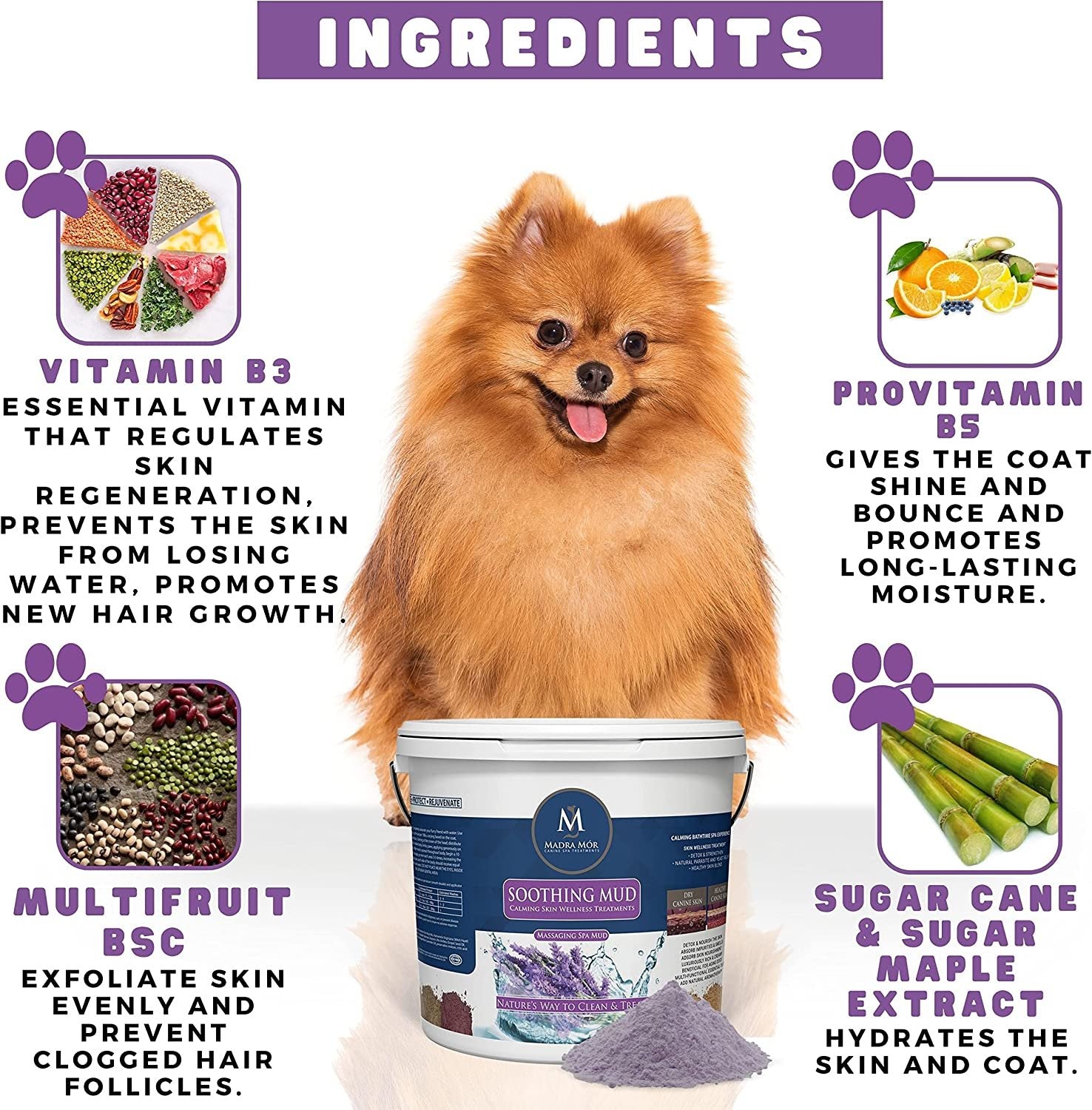 Madra Mor Massaging SPA Mud - Luxurious Dog Skin Wellness Treatment - Cleanse -  Protect - Rejuvenate - Soothing Mud - 1 Pack (7.5lb) - with Multi-Purpose Key Chain