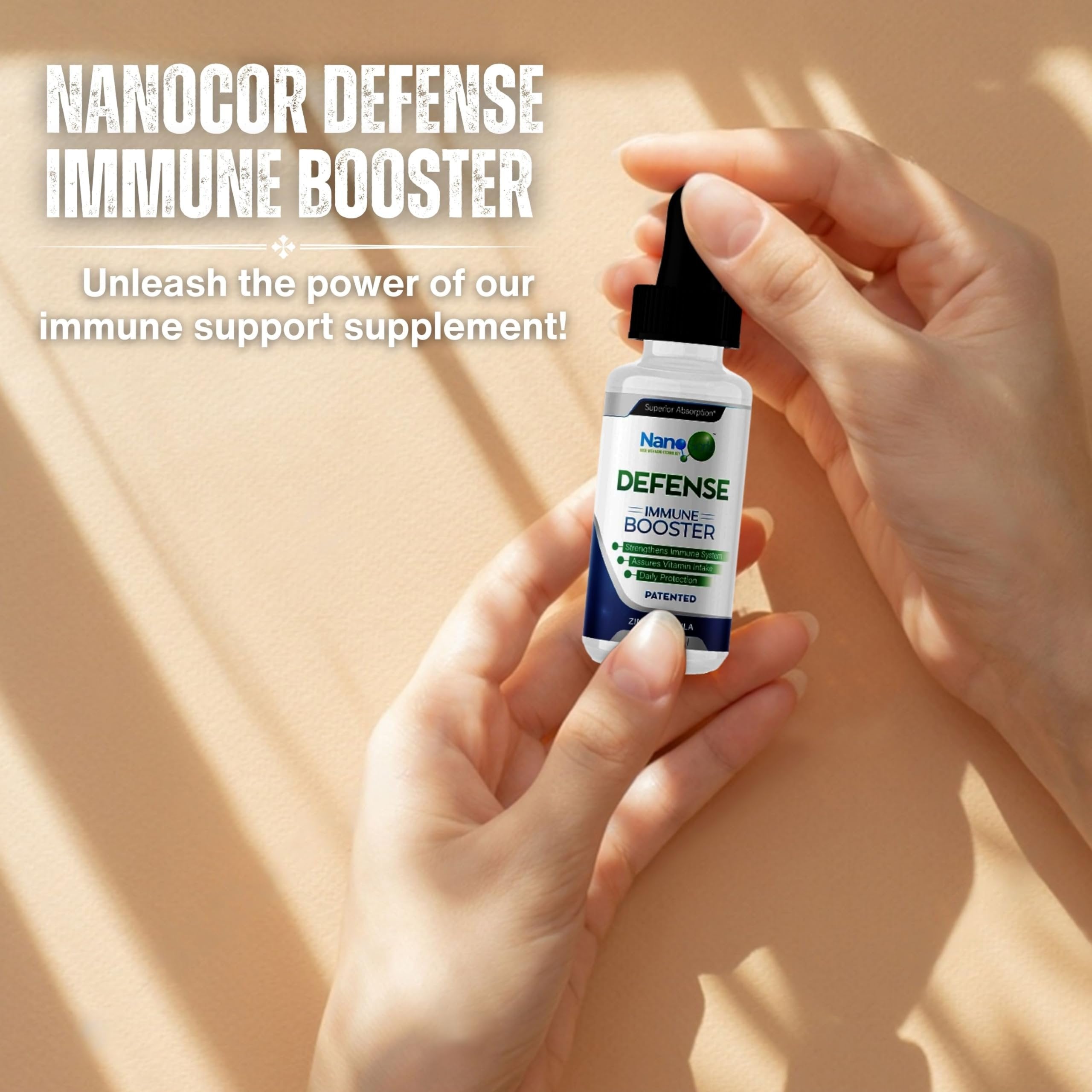 NanoSorb Defense Immune Booster - Natural Immunity Support Drops with Vitamin C, D3, K2 & Zinc - Liquid 2 oz Immune Support Supplement and Multi-Purpose Key Chain