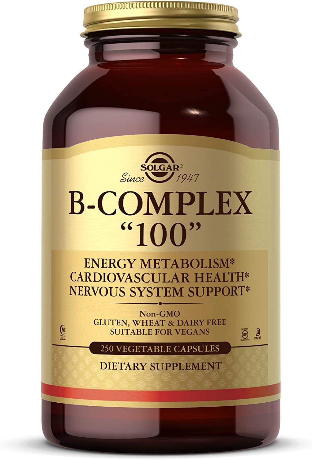 Solgar B-Complex "100" - Heart, Nervous System, Energy Metabolism - 250 ct
