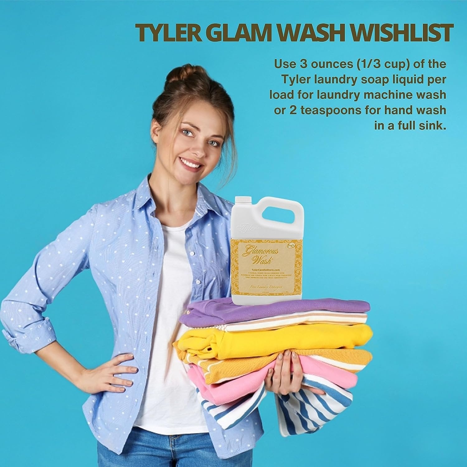Worldwide Nutrition Bundle, 2 Items: Tyler Glamorous Wash Wishlist Scent Fine Laundry Liquid Detergent - Hand and Machine Washable - 1.89L (64 Fl Oz) Container and Multi-Purpose Key Chain