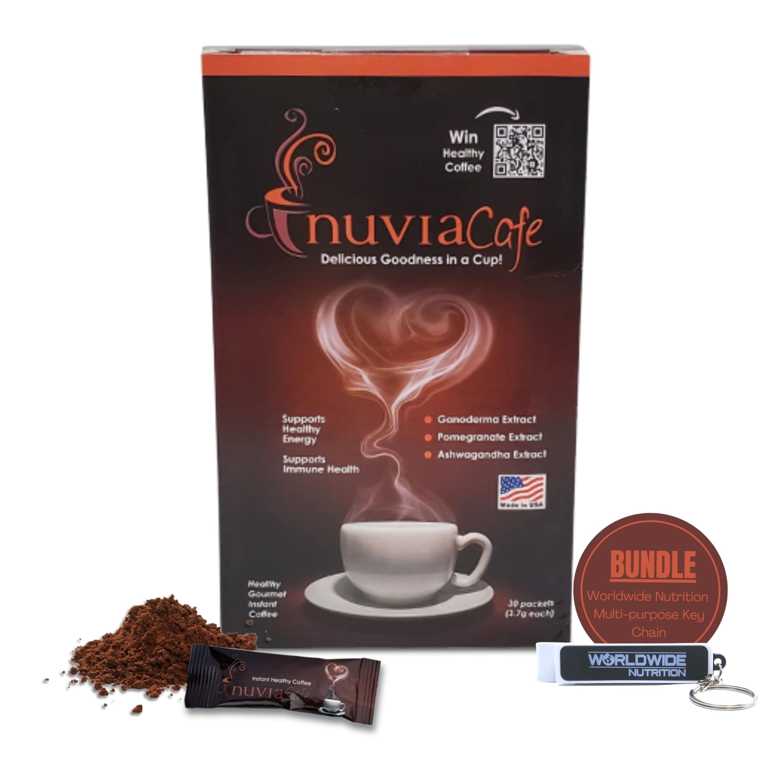 Nuvia Gourmet Instant Coffee - Dairy Free, Lactose Free, No GMOs, Soy Free, and Vegan Arabica International Coffee - 30 Coffee Packets Each Box