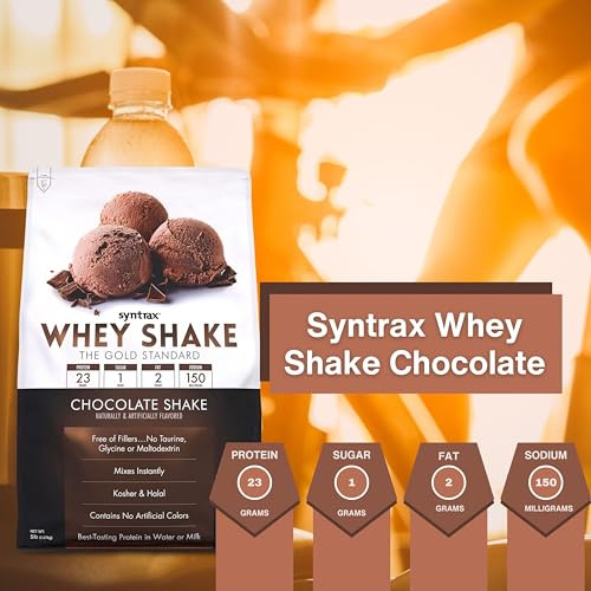 Syntrax Bundle, 2 Items Whey Shake, Native Grass-Fed Wholesome Denatured Whey Protein Concentrate with Glutamine Peptides, Chocolate Shake, 5 Pounds (SW5CS) with Worldwide Nutrition Keychain