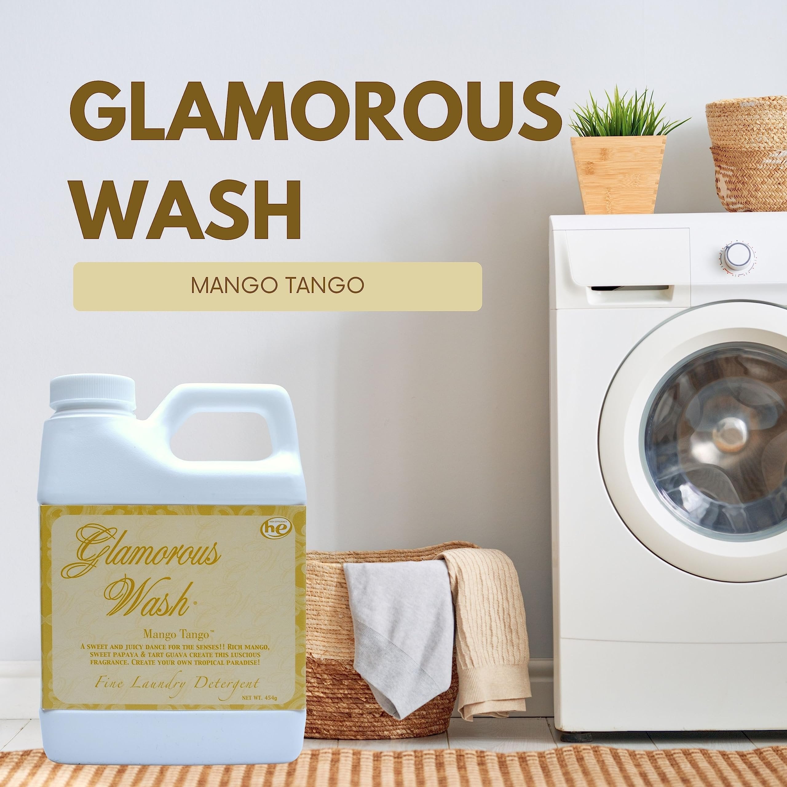 Tyler Candle Company Glamorous Wash Mango Tango Laundry Detergent - Luxury Liquid Laundry Detergent - Hand and Machine Washable - 3.78L (1Gal) with Bonus Worldwide Nutrition Multi Purpose Key Chain