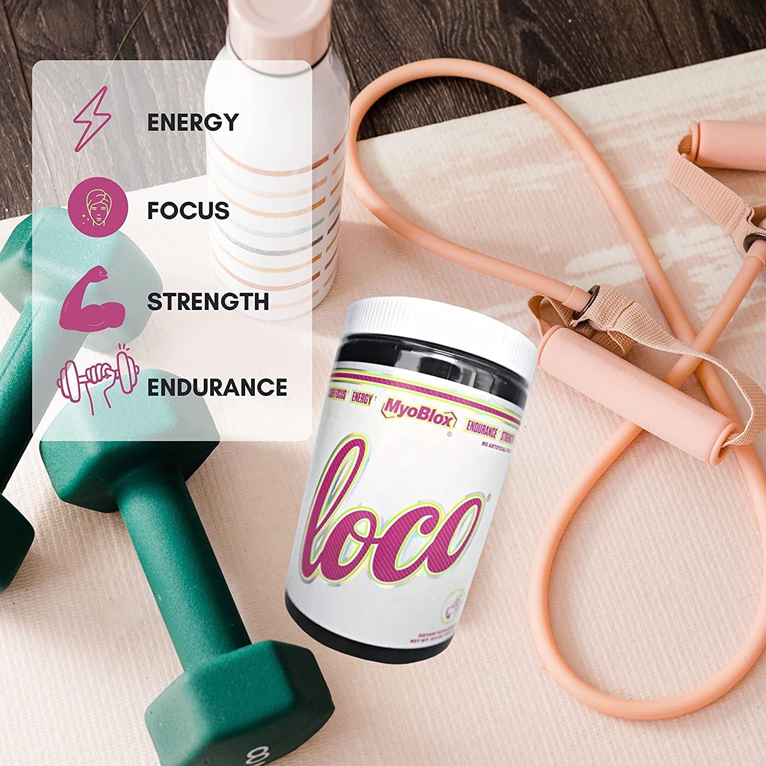 MyoBlox LOCO Pre-Workout Nitric Oxide Booster | Supports Muscle Pumps & Enhanced Vascularity | for Energy, Focus & Intensity | 400mg of Natural Caffeine per Scoop (Melon Drop) with Bonus Key Chain