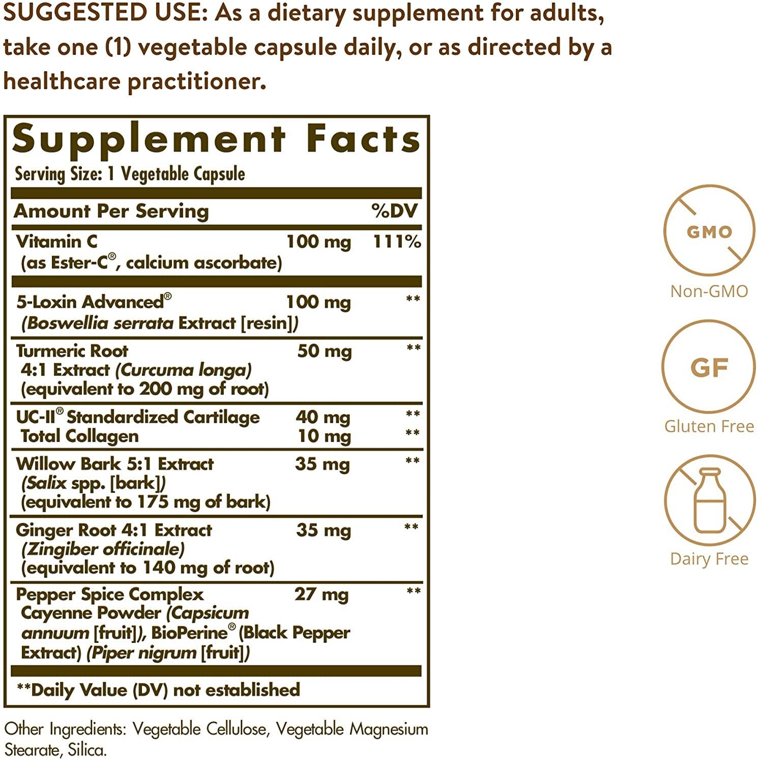 Solgar No. 7, 60 Vegetable Capsules - Joint Support & Comfort - Increased Mobility & Flexibility - Supplement for Men & Women - With Ester-C Vitamin C - Gluten Free, Non GMO, Dairy Free - 60 Servings