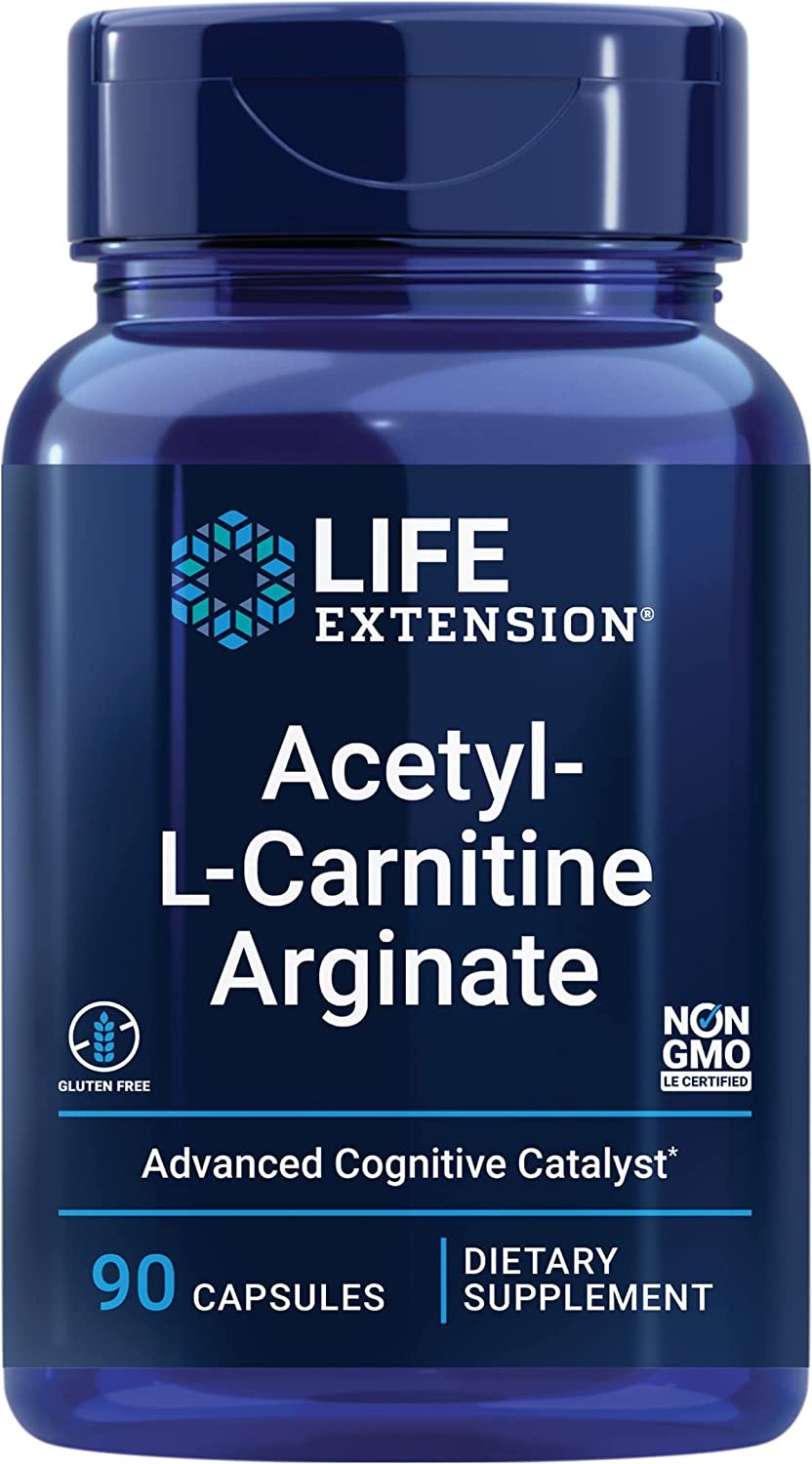 Life Extension Acetyl-L-Carnitine Arginate - Advanced Amino Acid Carnitine Supplement Pills for Memory, Cognition, Cell Energy & Brain Health Support – Gluten-Free, Non-GMO – 90 Capsules