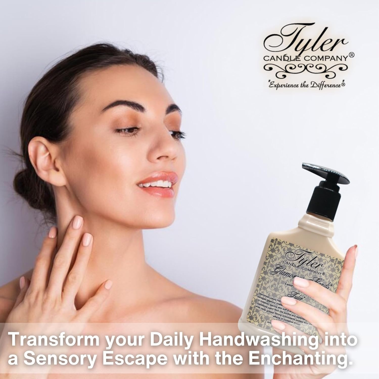 Tyler Candle Company Glamorous Hands - Tyler Luxury Hand Wash - Cleanse, Moisturize, Protect Damage and Aging Skin - 1 Pack of 8 oz (224g) - with Multi-Purpose Keychain