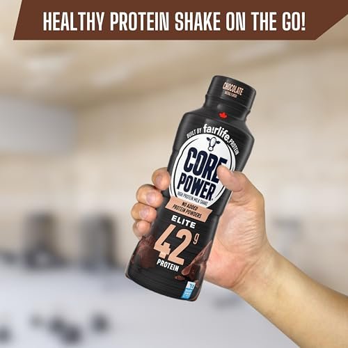 Core Power Fairlife Elite 42g High Protein Milk Shake - Kosher, Chocolate Protein Shake for Workout Recovery - 14 Fl Oz (Pack of 12) & Multi-Purpose Key Chain