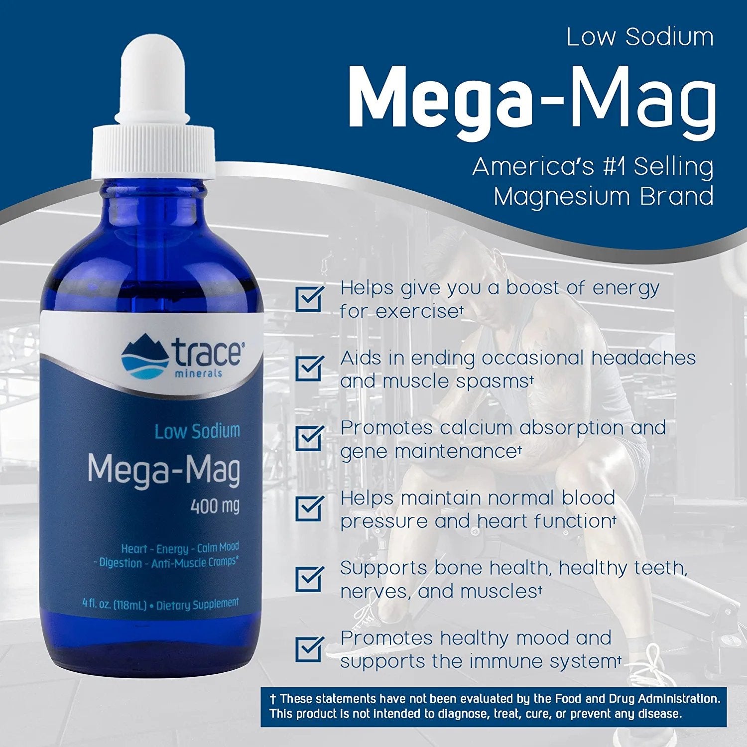 Trace Minerals | Mega-Mag 400 mg Liquid Magnesium Chloride | Supports Normal Blood Pressure, Heart Health, Calm Mood, Digestion, Sleep | Helps with Muscle Cramps, Spasms, Chronic Headaches | 60 Servings, 4 fl oz (2 Pack)