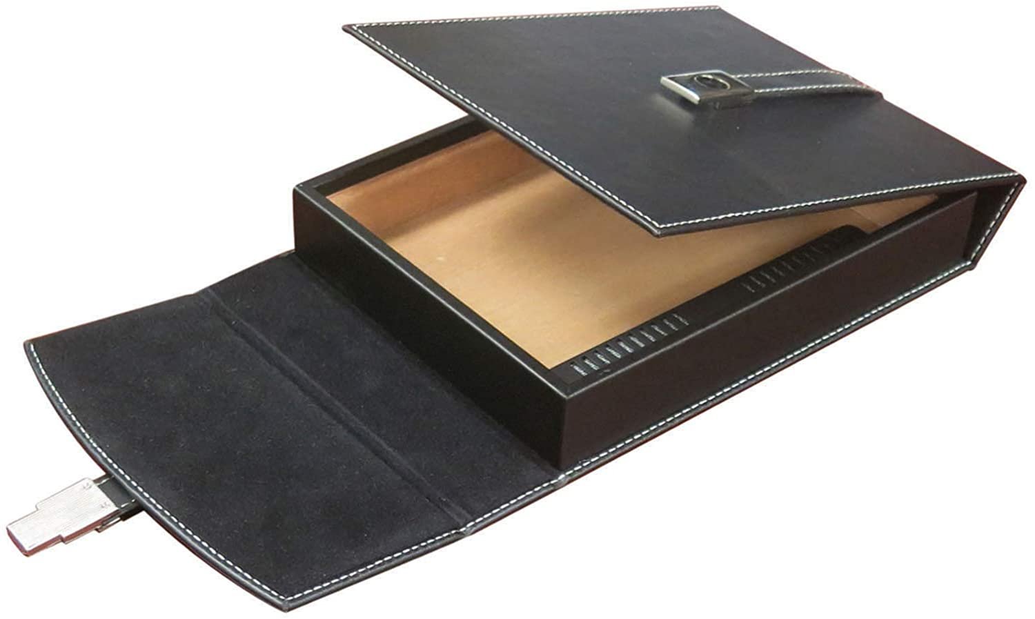 Prestige Import Group - The Florence Leather Travel Cigar Humidor Case - Up to 10 Cigars - Color: Black
