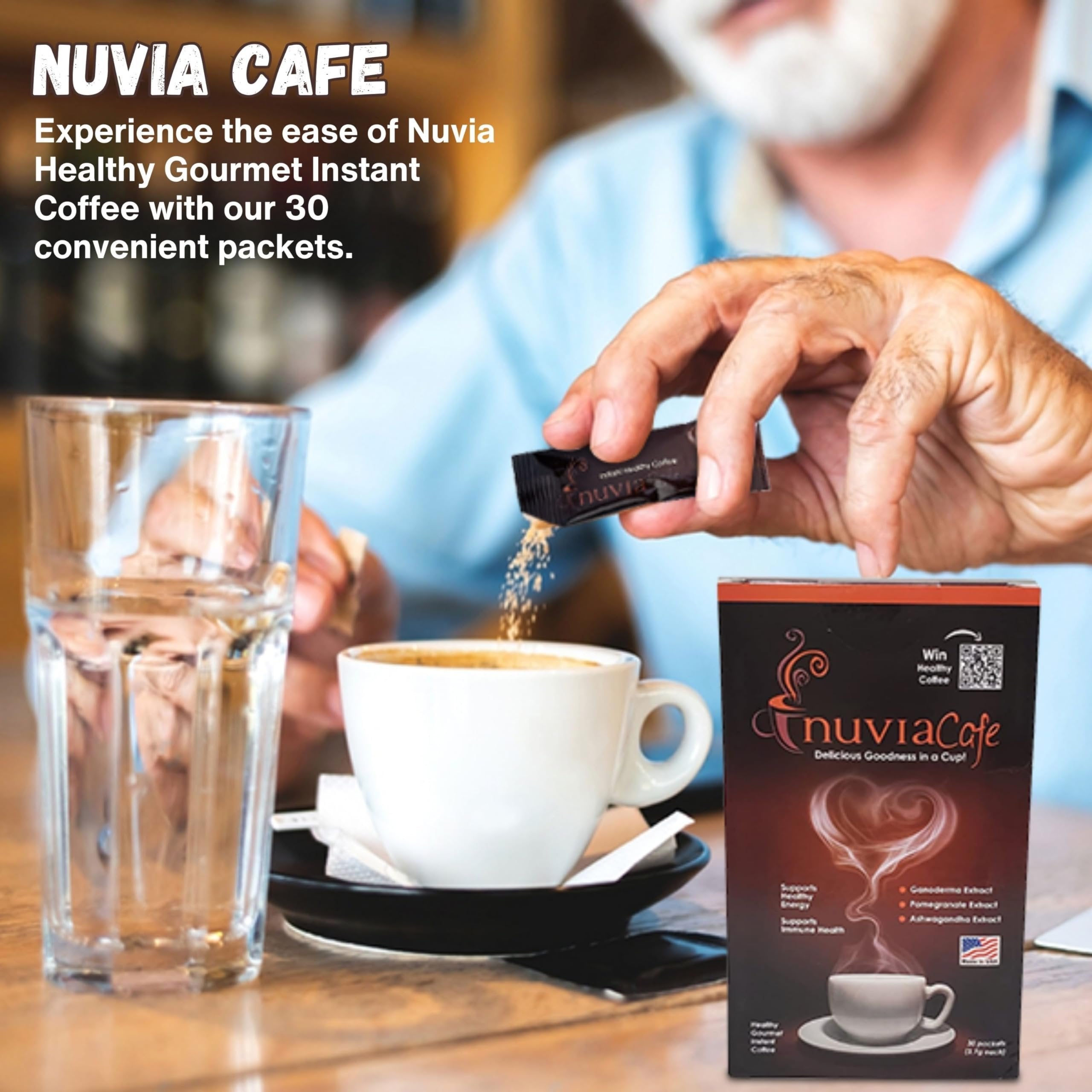 Worldwide Nutrition Bundle, 2 Items: Nuvia Gourmet Instant Coffee - Dairy Free, Lactose Free, No GMOs, Soy Free, and Vegan Arabica International Coffee - 30 Coffee Packets Each Box