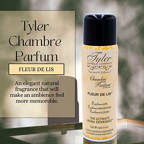 Tyler Candle Company Fleur De Lis Signature Fragrance Chambre Parfum - Luxury Scent Air Freshener Spray - Ultimate Aromatic Experience - Home Essentials - 3 Pack of 4 Oz Container with Bonus Key Chain