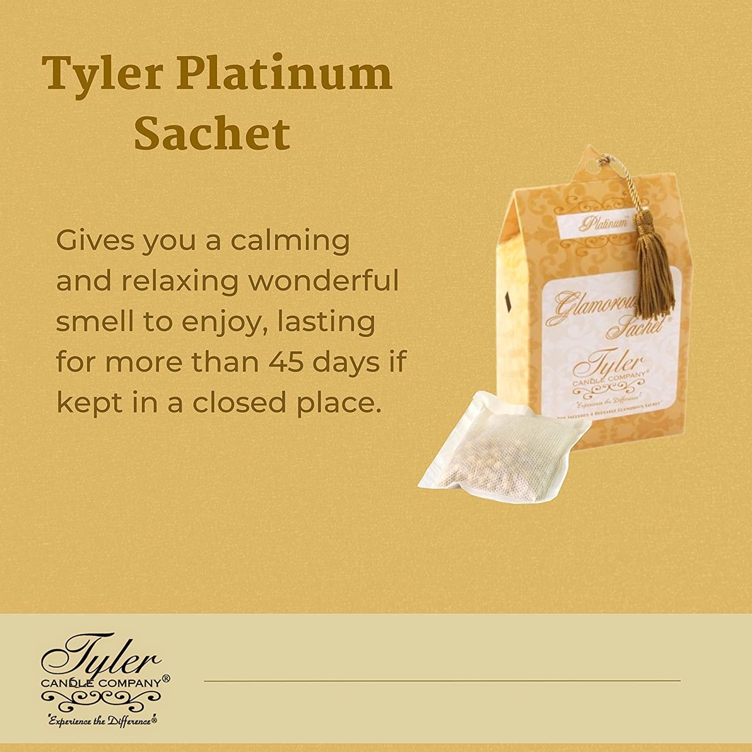 Tyler Candle Company Platinum Dryer Sheet Sachets - Glamorous Reusable Dryer Sheets - Sachets for Drawers and Closets - 1 Pack, 4 Sachets, Dryer, Home, or Personal Sachet, with Bonus Key Chain