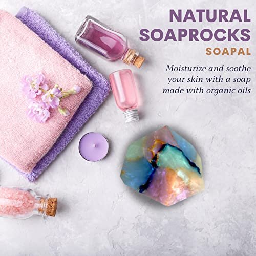 TS Pink Soapal SoapRocks - Bar Soap for Bath, Body, Face & Hand soap - Bathroom Decor & Bubble Bath Home Essentials - Bathroom Soap Gifts for Women & Men Gift Set - 6oz Bar with Bonus Key Chain