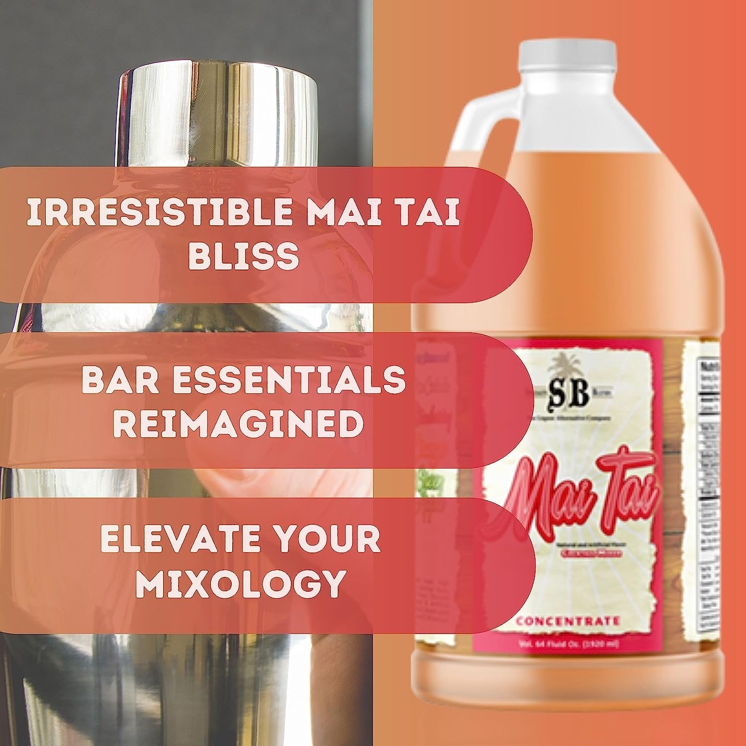 Specialty Blends Mai Tai Flavored Syrup Cocktail Mixer Concentrate, Made with Organic Mai Tai Flavor Syrups For Drinks, 1/2 Gallon (Pack of 1) - with Bonus Worldwide Nutrition Multi Purpose Key Chain