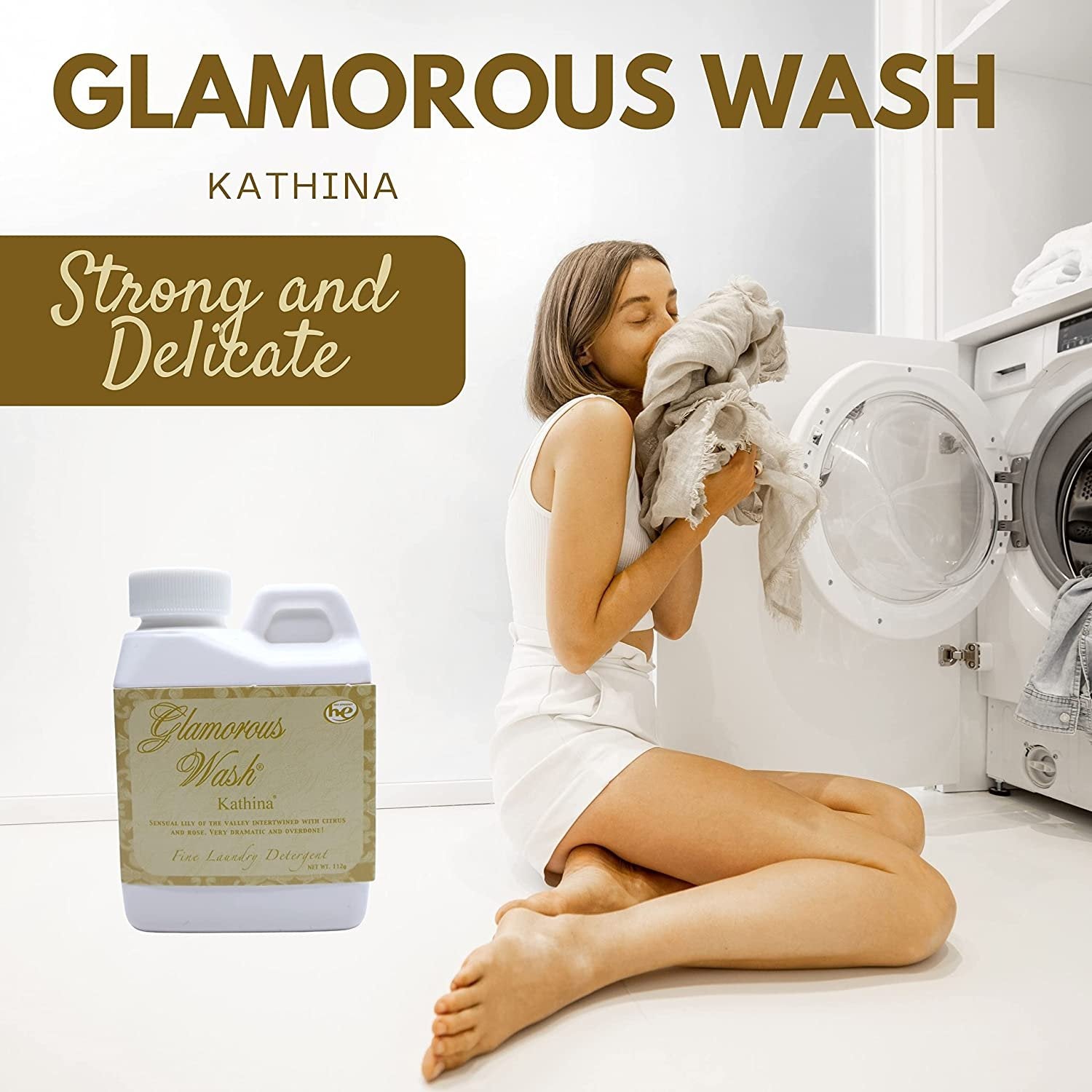 Tyler Candle Company Glamorous Wash Kathina Scent Fine Laundry Liquid Detergent - Liquid Laundry Detergent for Clothing - Hand and Machine Washable - 4oz, 112 gram Container w Bonus Key Chain