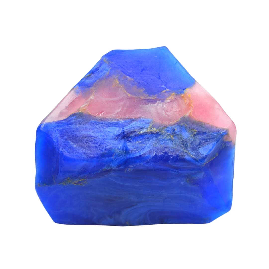SoapRocks TS Pink Rhodochrosite in Lapis Lazuli - Jewel Line - Soap That Looks Like a Rock - 6 oz Cranberry Lotus and Ocean Fresh Scent