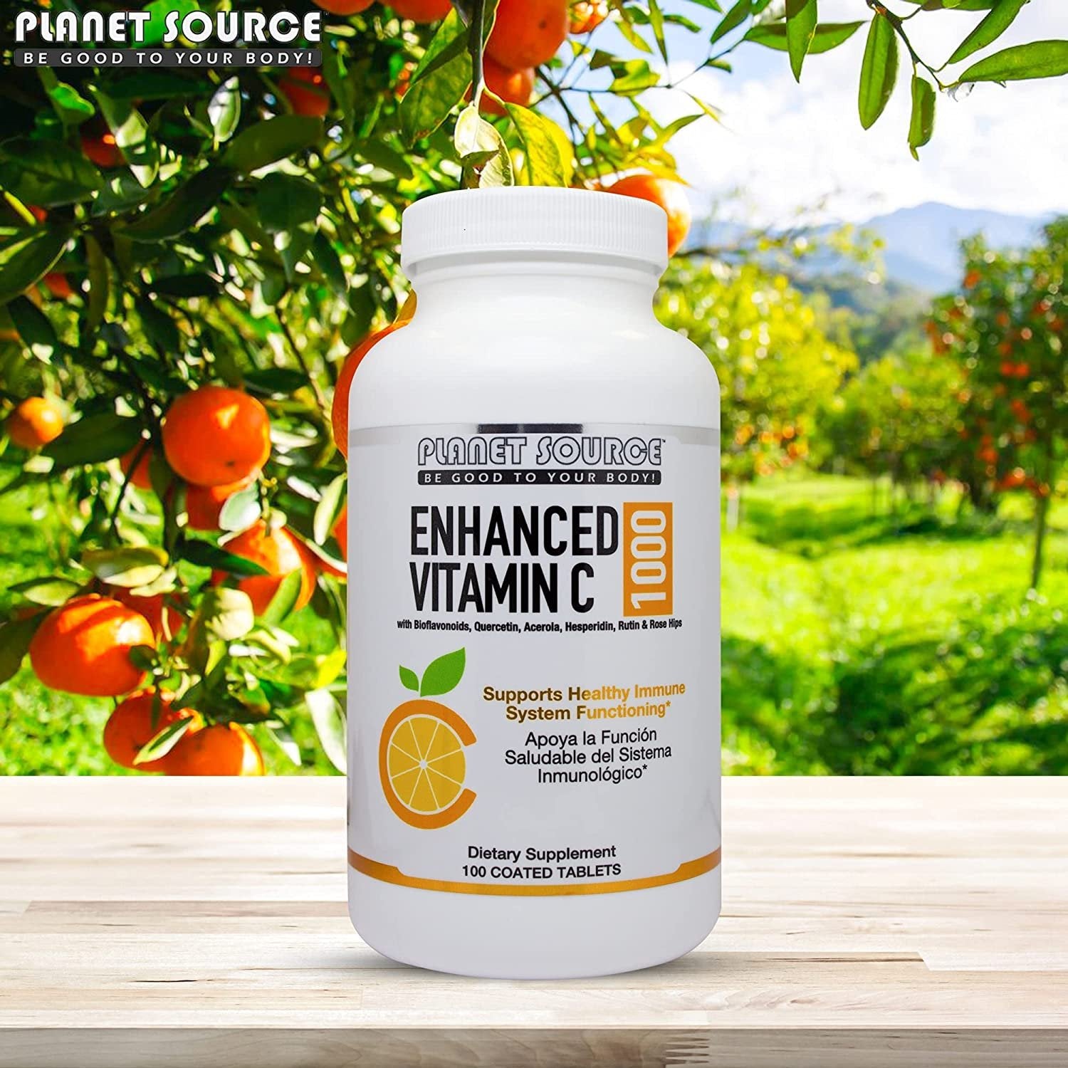Enhanced Vitamin C 1000 mg -100 Coated Tablets - Natural, Acerola, Citrus Bioflavonoids, Rose Hips, Rutin, Quercetin & Hesperidin for Increased Absorption - Advanced Immune Support - Non-GMO