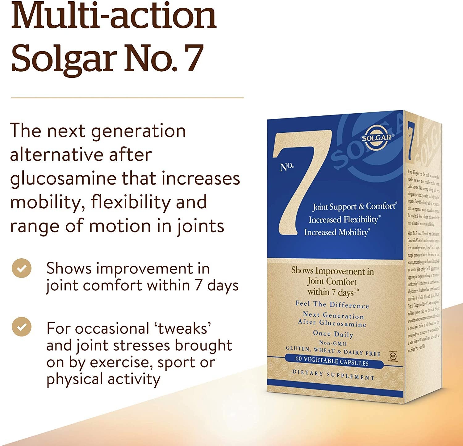 Solgar No. 7, 60 Vegetable Capsules - Joint Support & Comfort - Increased Mobility & Flexibility - Supplement for Men & Women - With Ester-C Vitamin C - Gluten Free, Non GMO, Dairy Free - 60 Servings