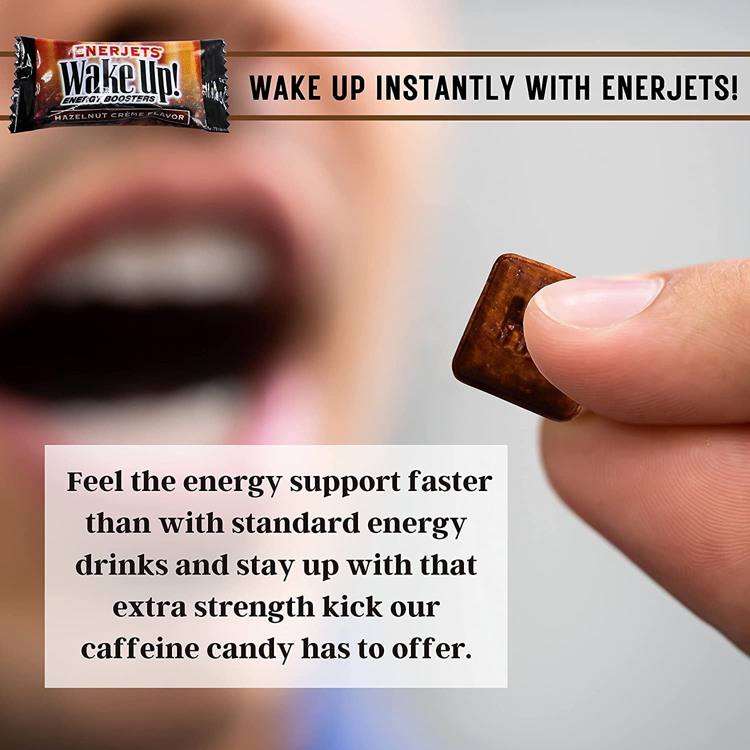 Enerjets Wake Up Energy Booster Caffeinated Drops - Instant Coffee Energy Supplements - Hazelnut Creme Flavor - Pack of 3, 12 Drops Per Package with Keychain