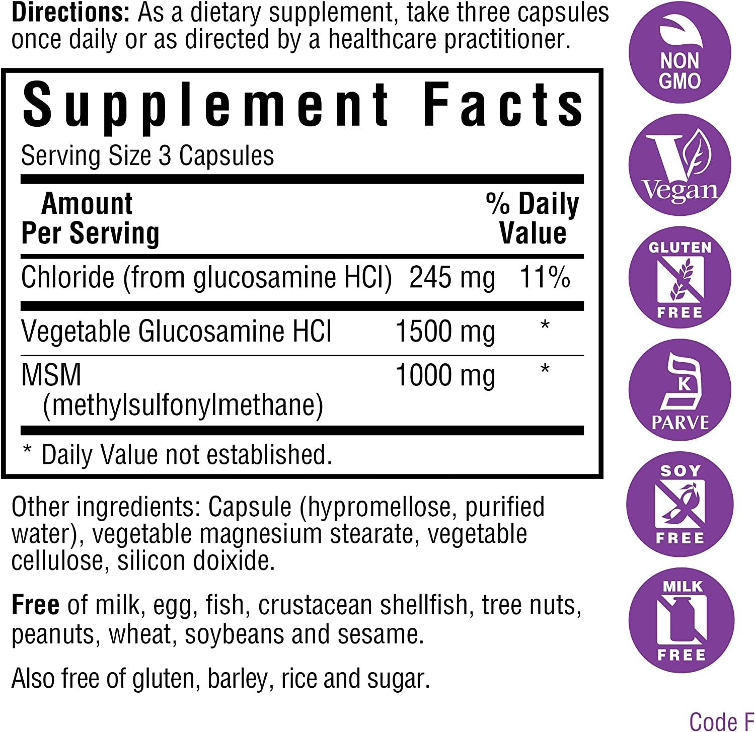 BlueBonnet Vegetarian Glucosamine Plus MSM Supplement, 120 Count ('743715011151)