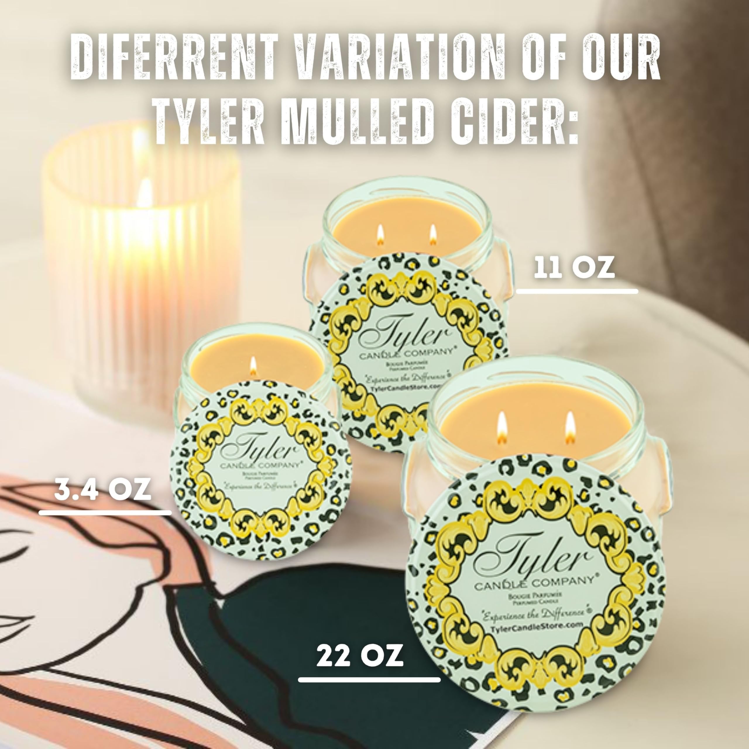 Tyler Candle Company Mulled Cider Candles - Luxuriously Fall Scented Candle with Essential Oils - 22 oz Extra Large Candle & Multi-Purpose Key Chain