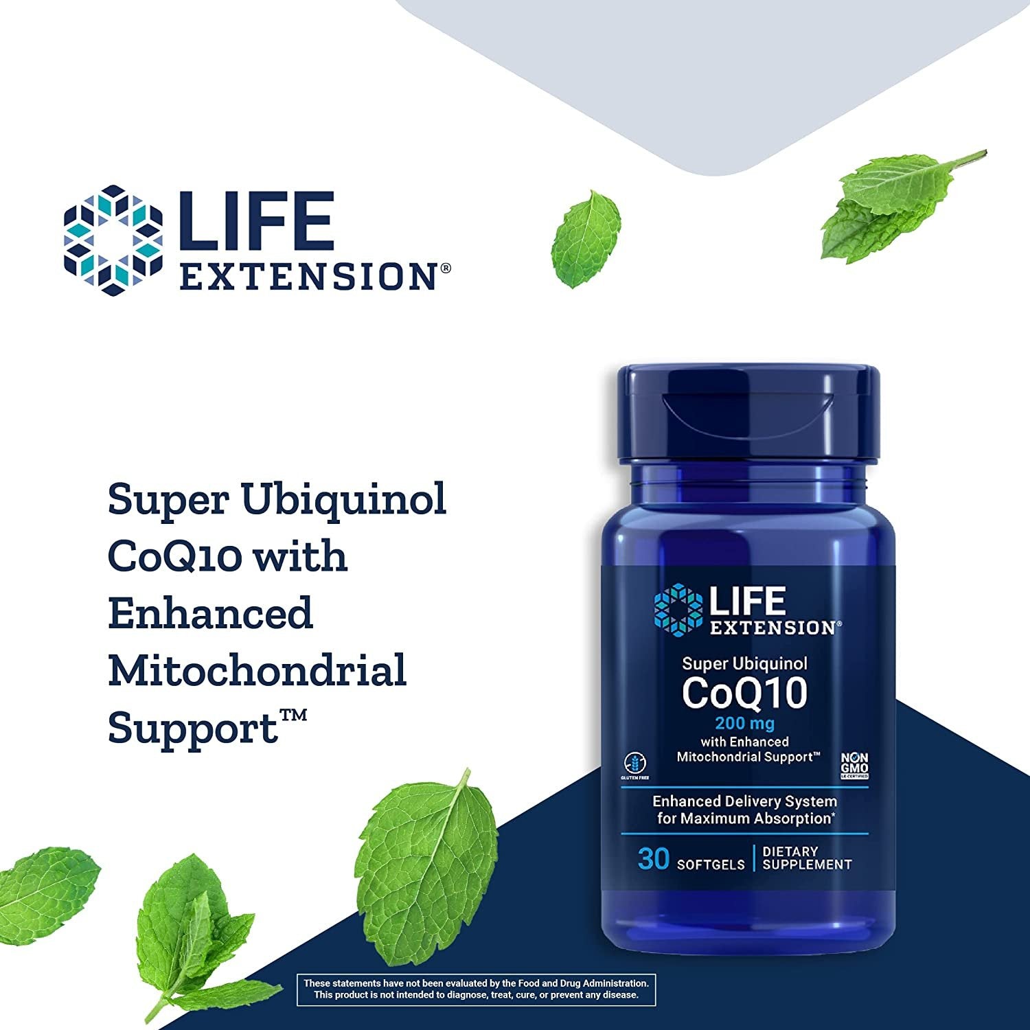 Life Extension Super Ubiquinol CoQ10 200mg with Enhanced Mitochondrial Support – For Heart Health & Anti-Aging - Cholesterol & Energy Management Supplement – Gluten-Free, Non-GMO – 30 Softgels