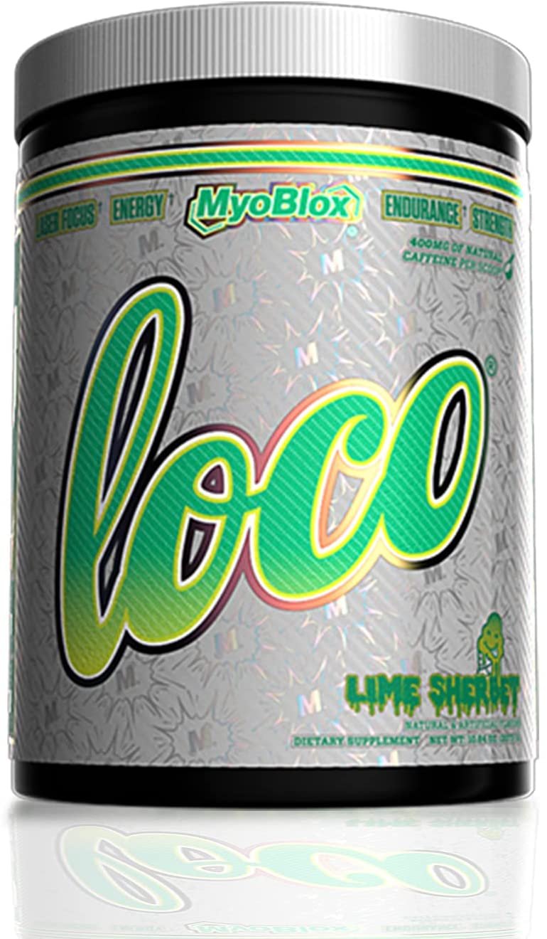 MyoBlox LOCO® Pre-Workout Nitric Oxide Booster | Supports Muscle Pumps & Enhanced Vascularity | for Energy, Focus & Intensity | 400mg of Natural Caffeine per Scoop (Watermelon Candy)